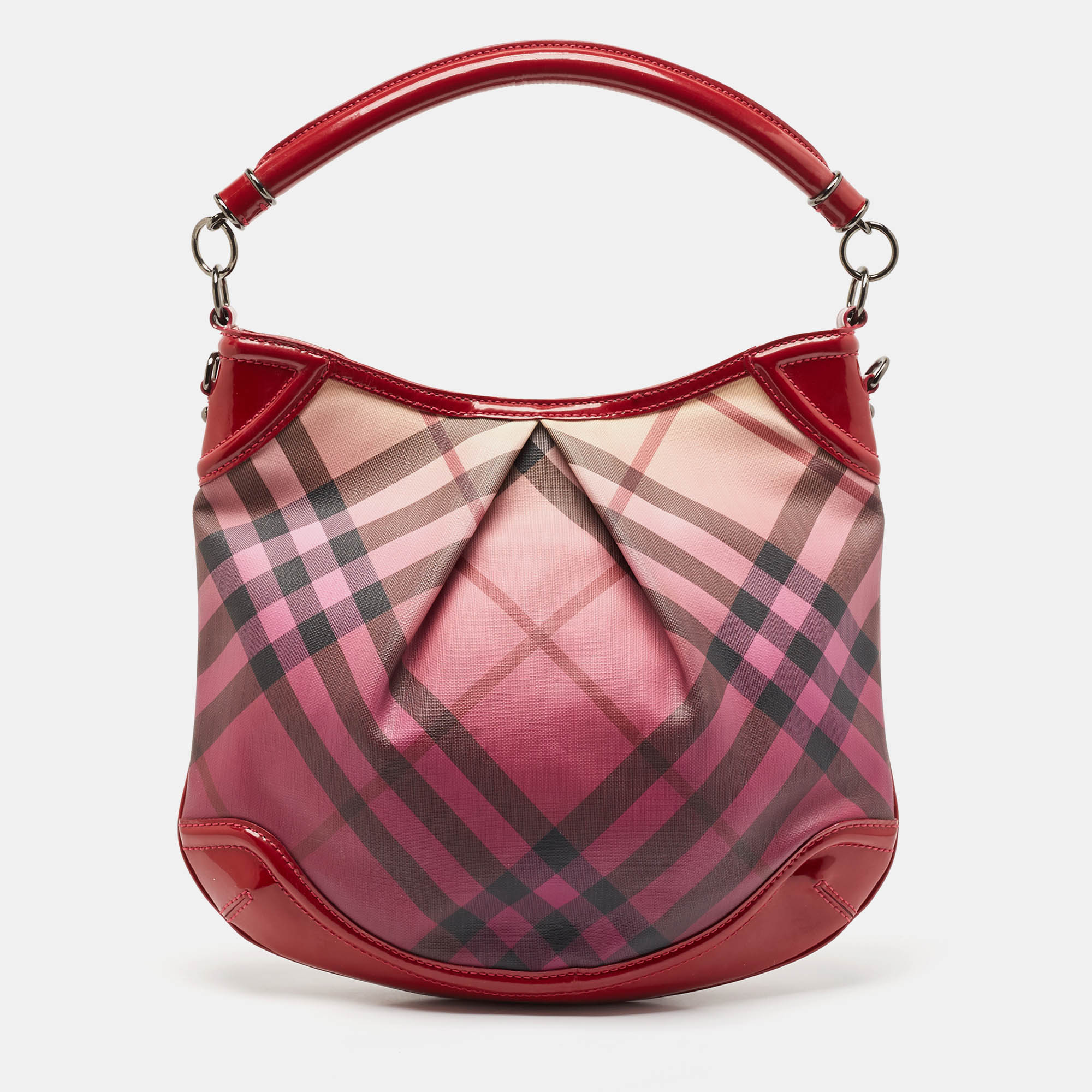 

Burberry Burgundy Ombre Nova Pop Check PVC and Patent Leather Craigwell Hobo