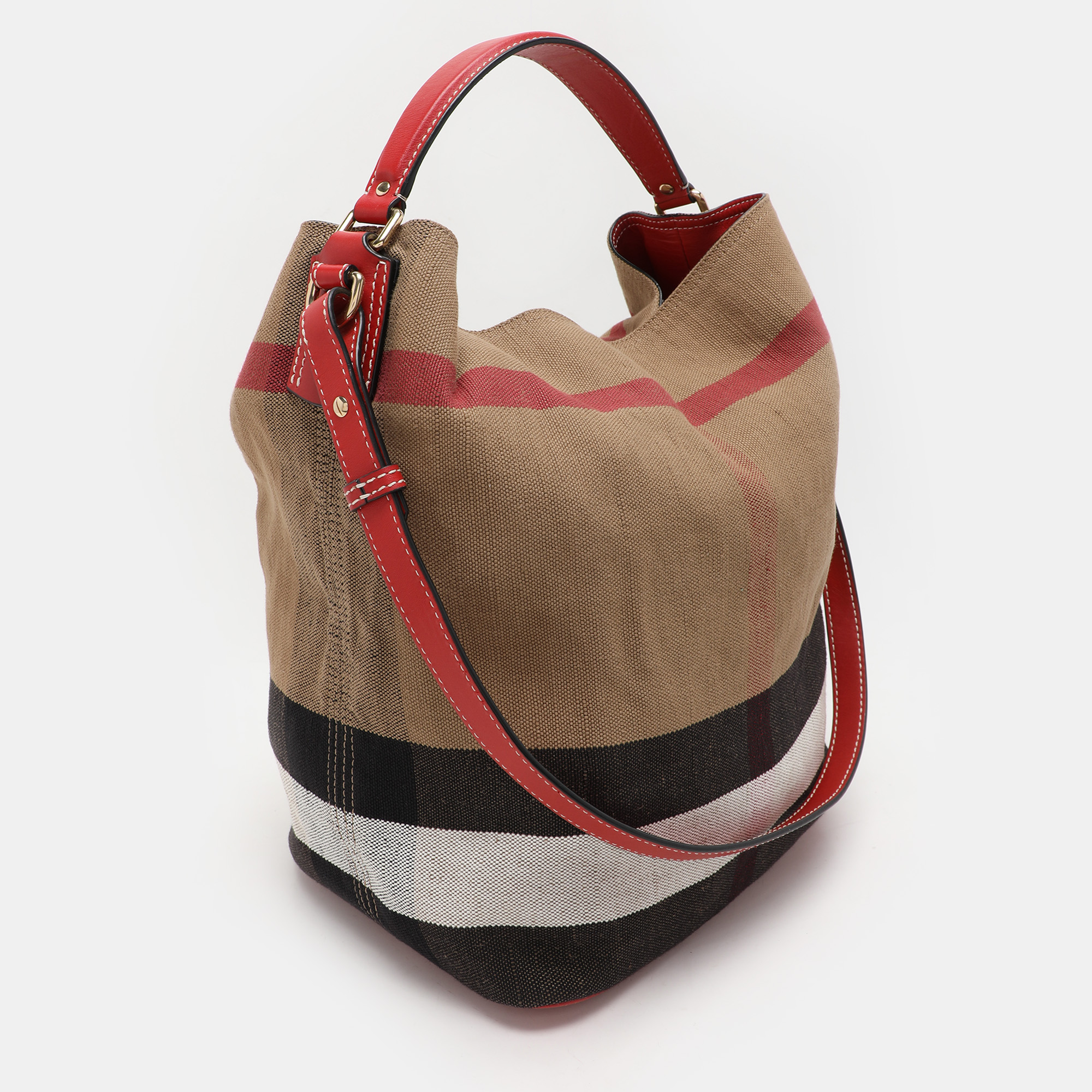 Burberry Brown/Multicolor Mega Check Canvas and Leather Medium Ashby Hobo 