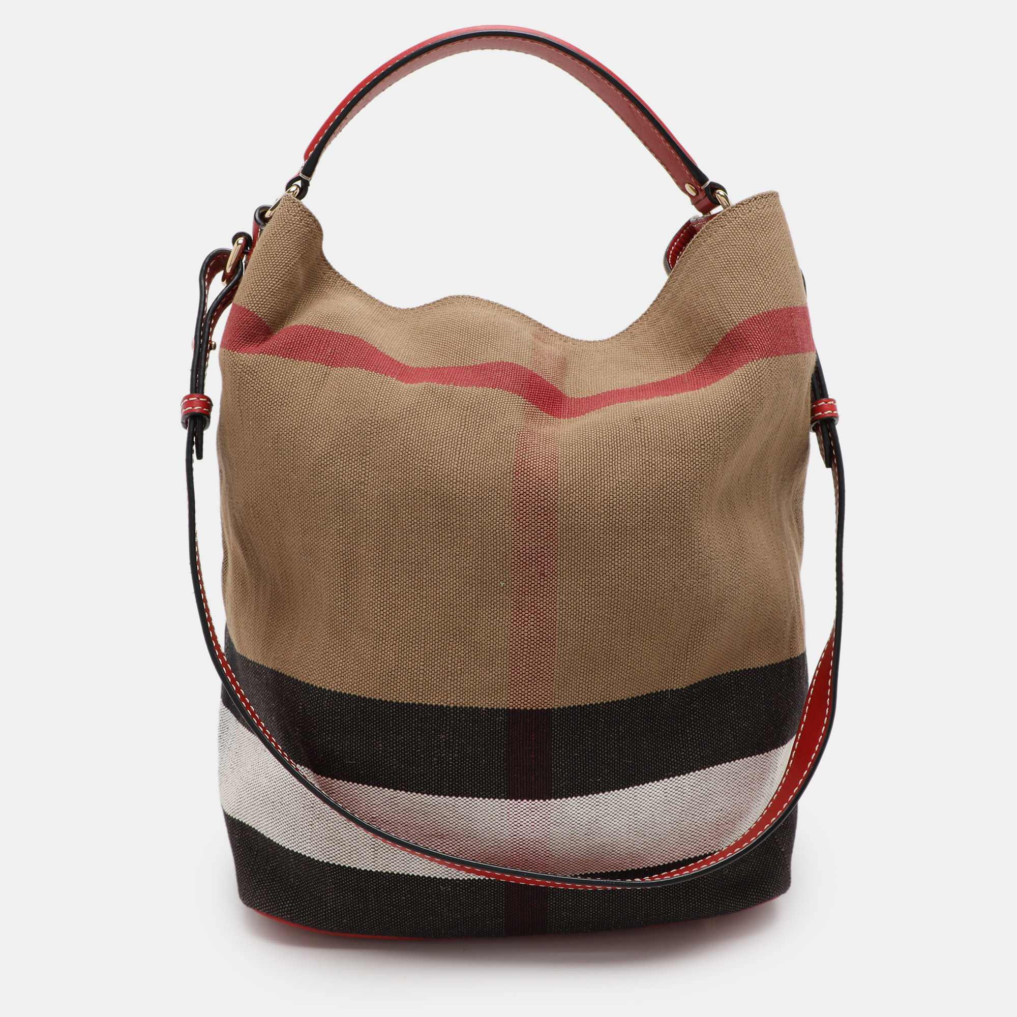 

Burberry Brown/Multicolor Mega Check Canvas and Leather Medium Ashby Hobo