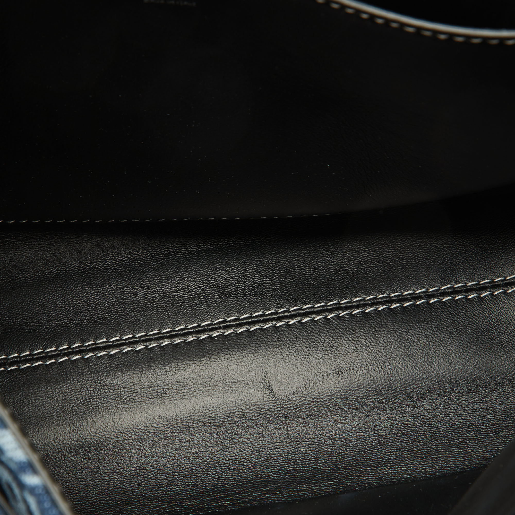 Burberry Blue/Black Denim and Leather Medium Note Logo Shoulder Bag 