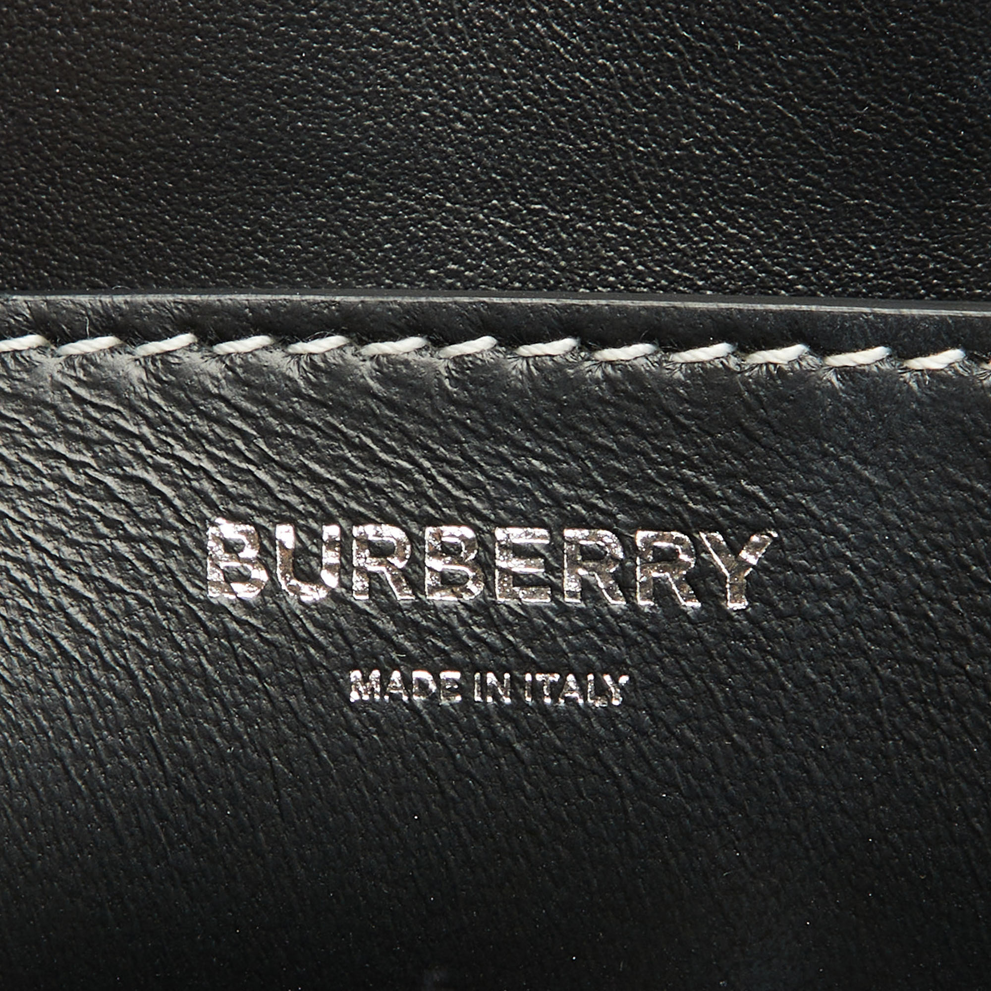 Burberry Blue/Black Denim and Leather Medium Note Logo Shoulder Bag 
