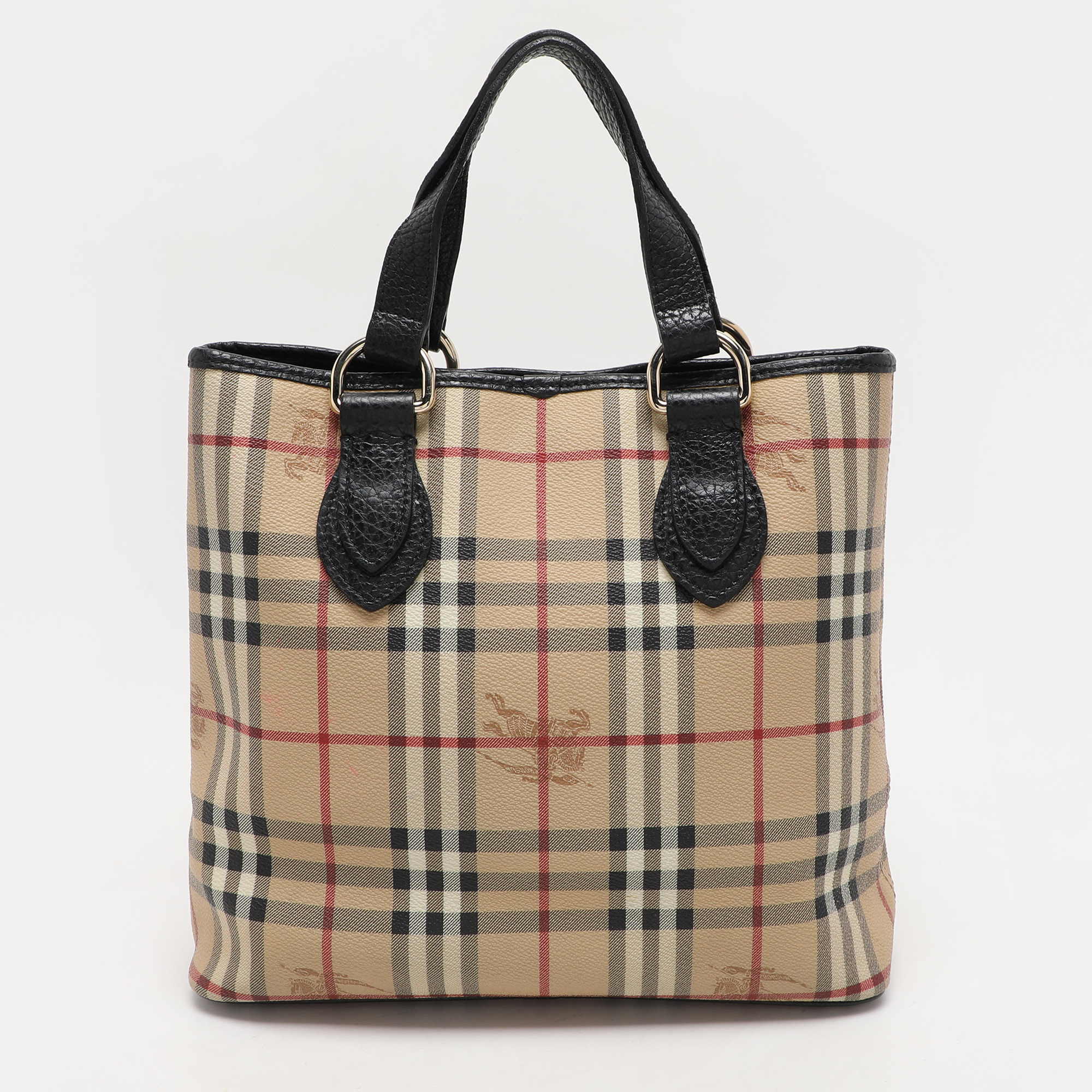 

Burberry Beige Haymarket Check Coated Canvas and Leather On Slow Tote