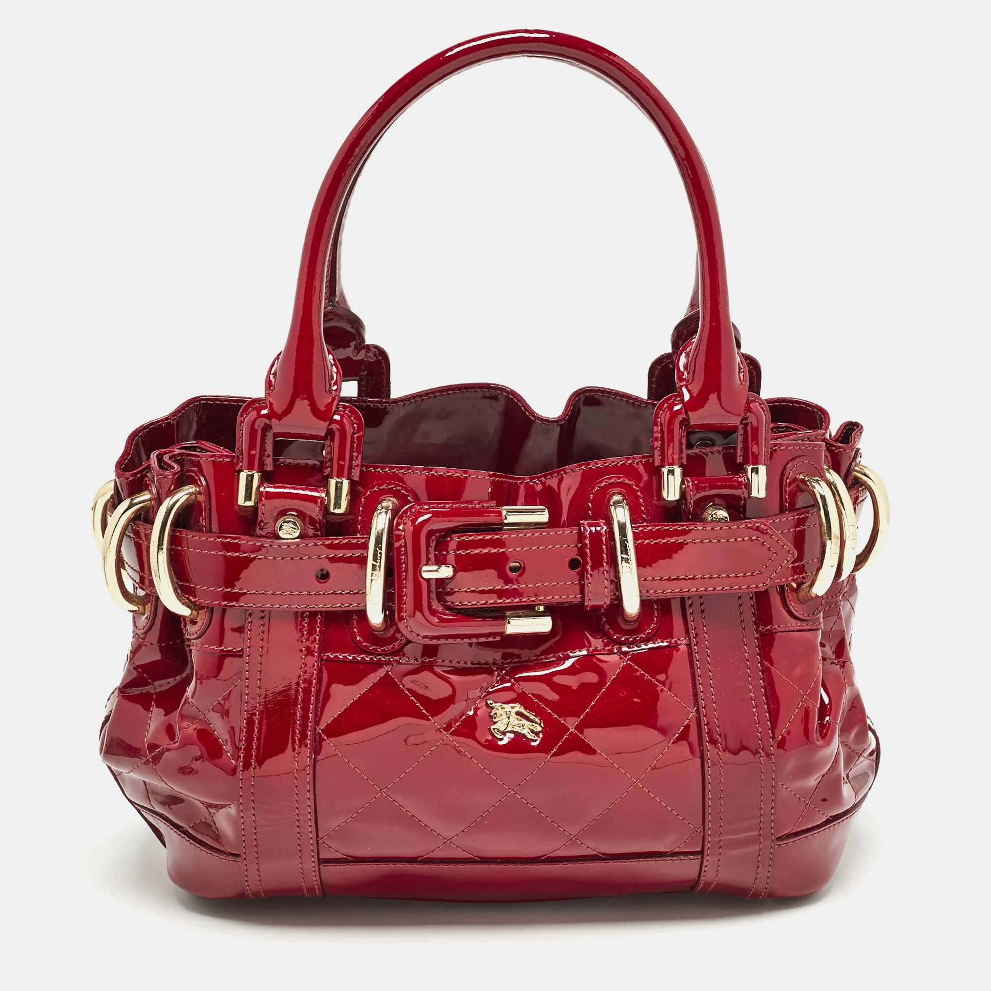 

Burberry Red Quilted Patent Leather Baby Beaton Tote