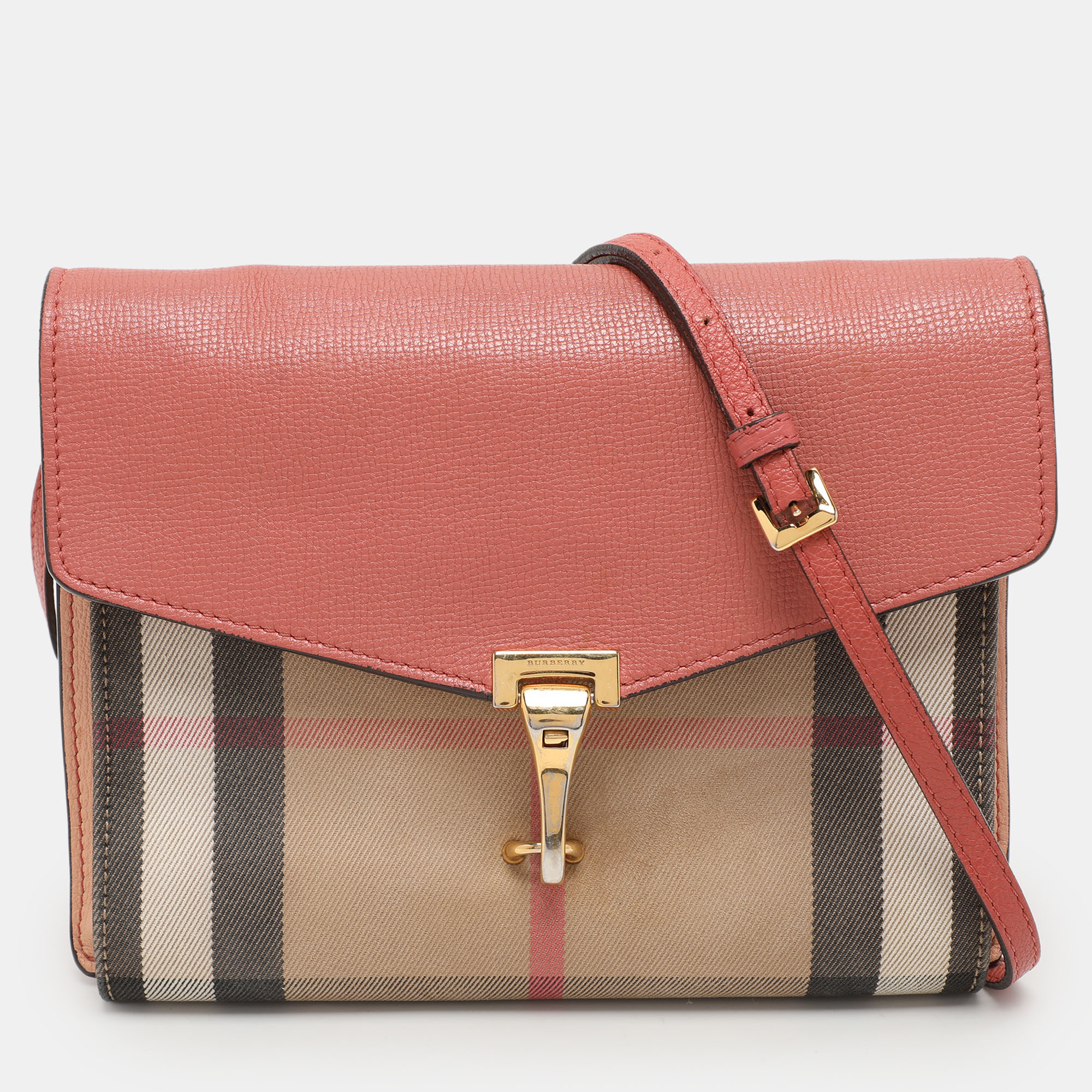 

Burberry Pink House Check Canvas and Leather Macken Crossbody Bag