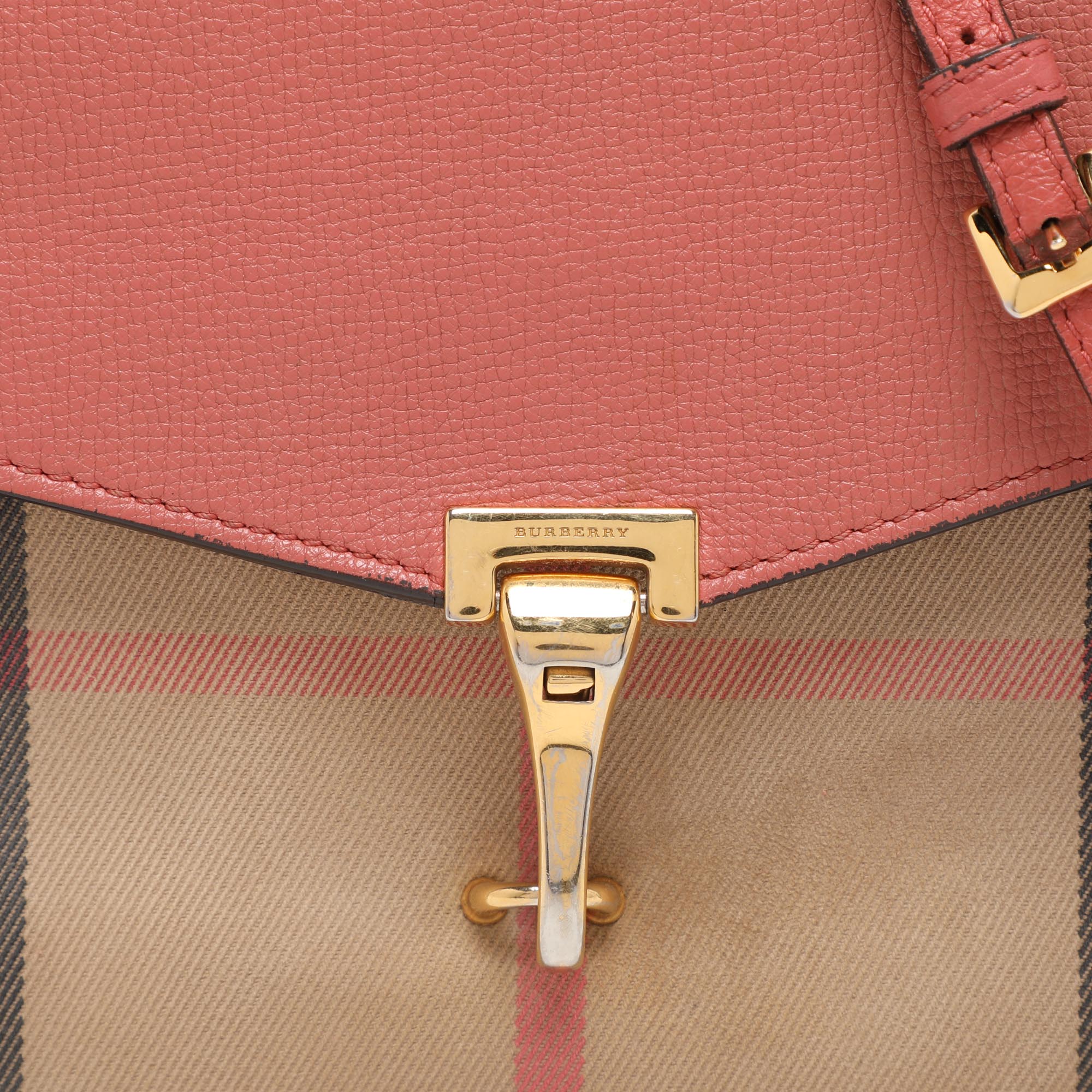 Burberry Pink House Check Canvas and Leather Macken Crossbody Bag 