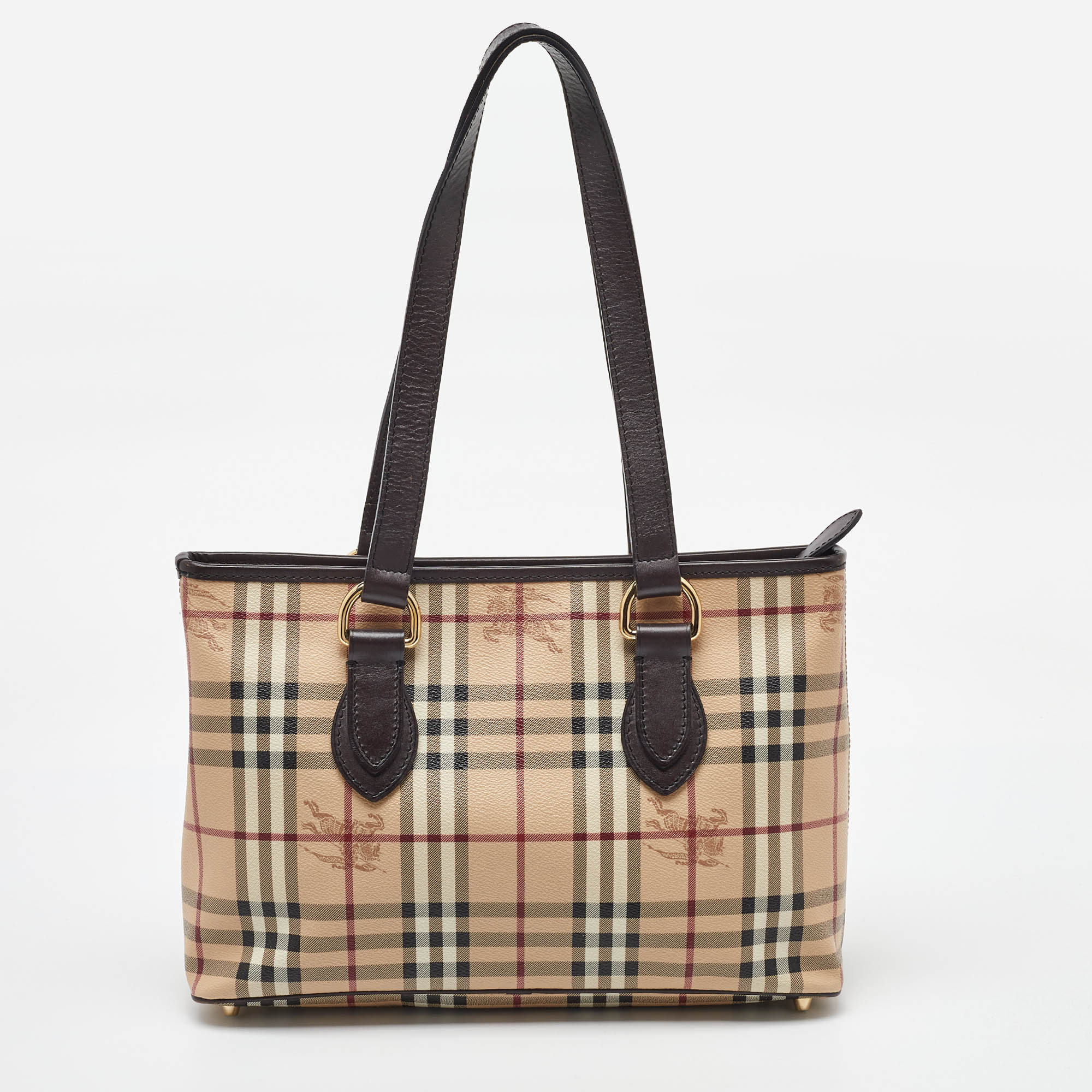 

Burberry Beige/Dark Brown Haymarket Check Coated Canvas and Leather Regent Tote