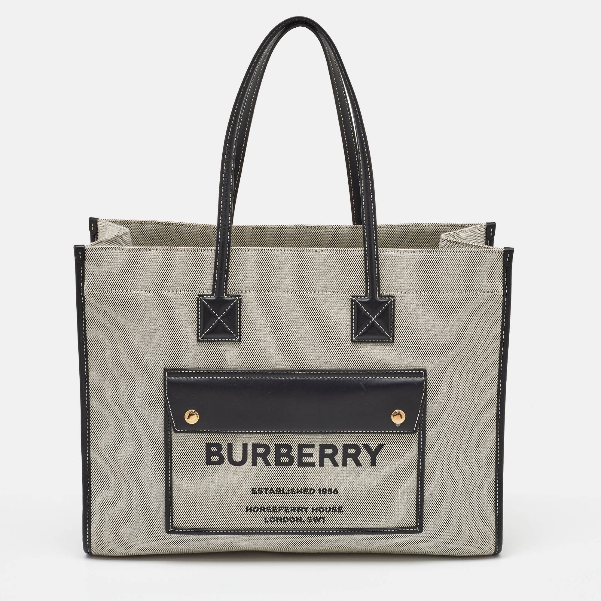 

Burberry Black/Grey Canvas and Leather  Freya Tote