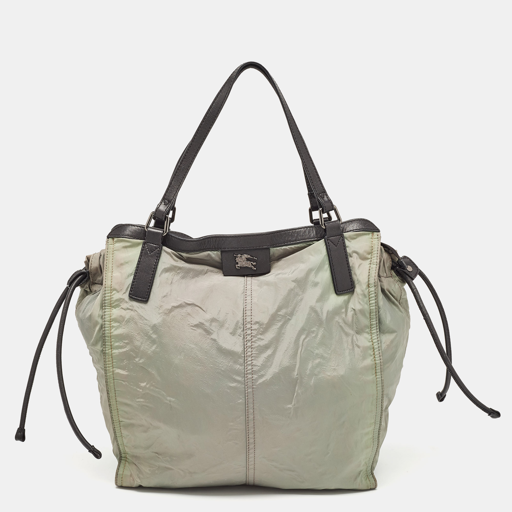 

Burberry Green/Black Nylon and Leather Buckleigh Tote