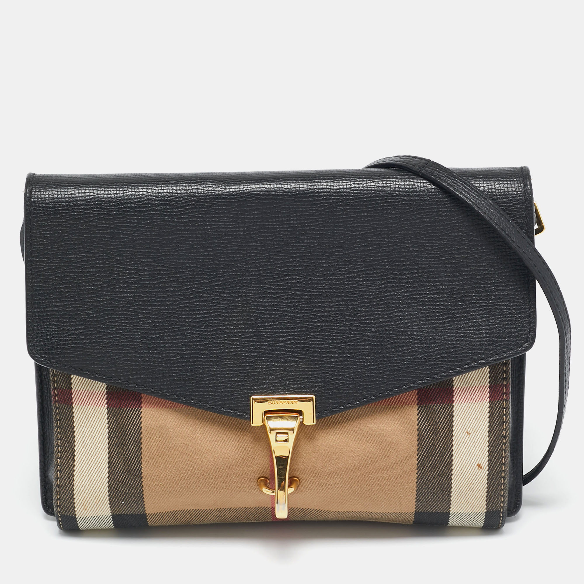 

Burberry Black Leather and Fabric  Macken Crossbody Bag