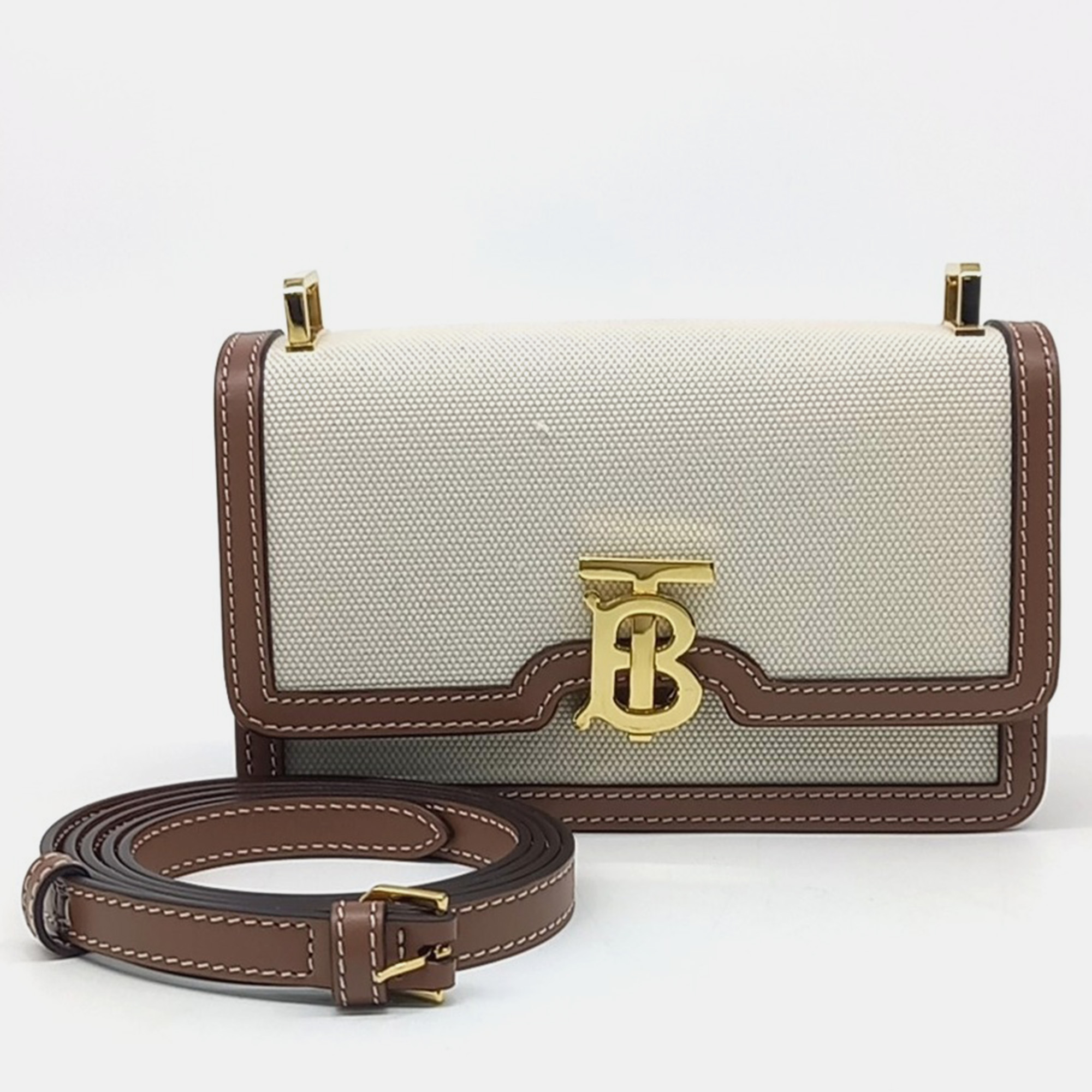 

Burberry Beige Brown Canvas and Leather TB shoulder bag