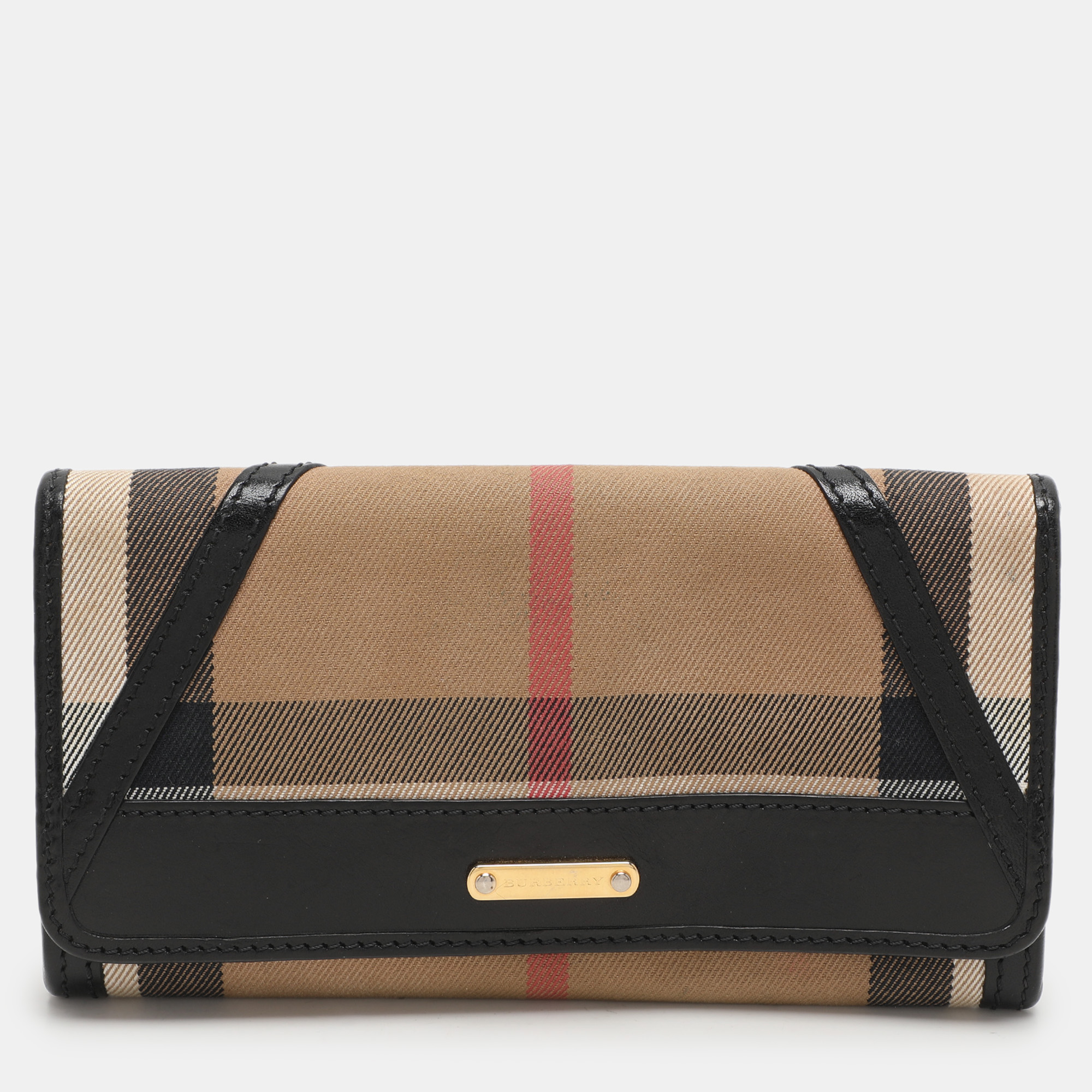 

Burberry Black/Beige Nova Check Canvas and Leather Continental Wallet, Multicolor