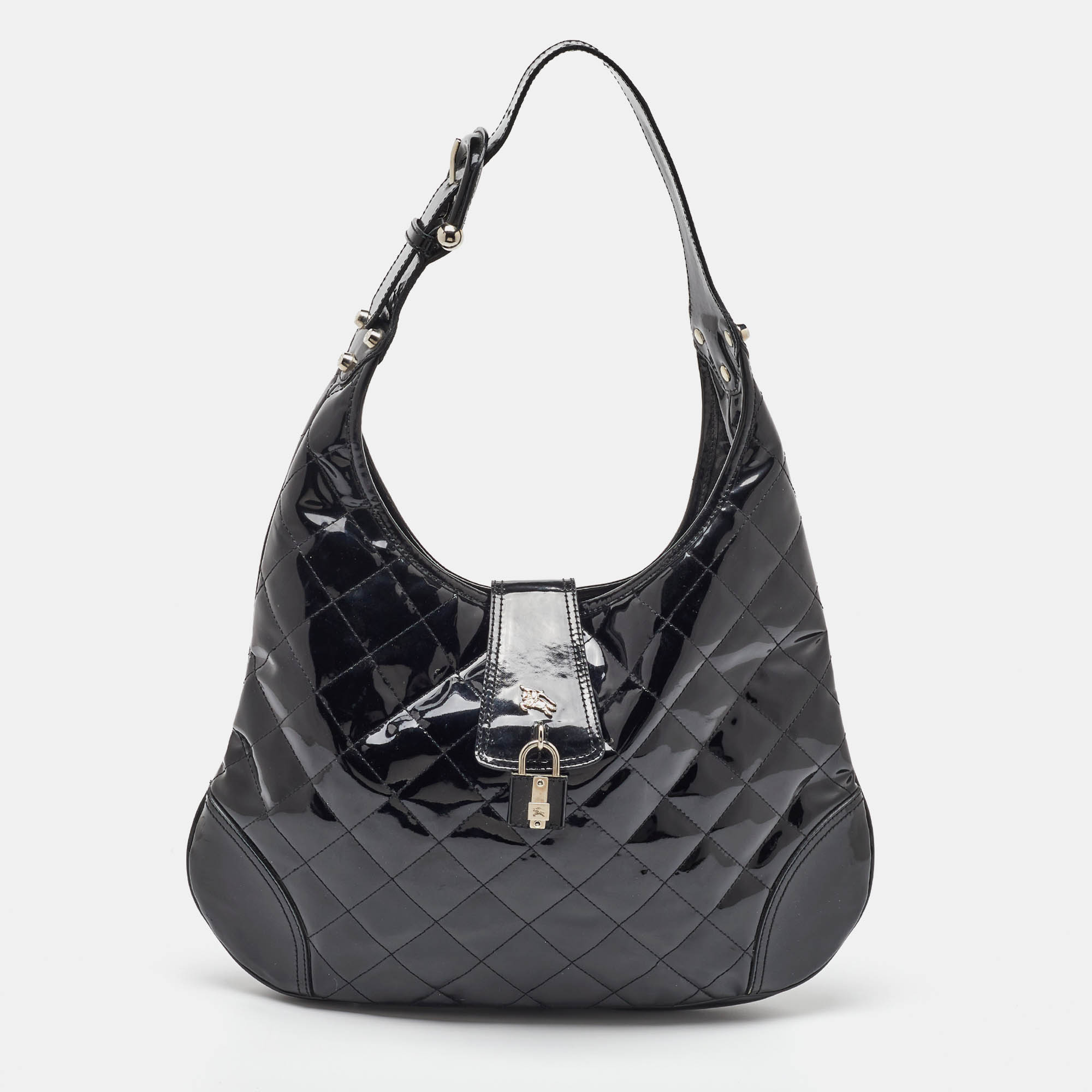 

Burberry Black Quilted Patent Leather Brooke Hobo