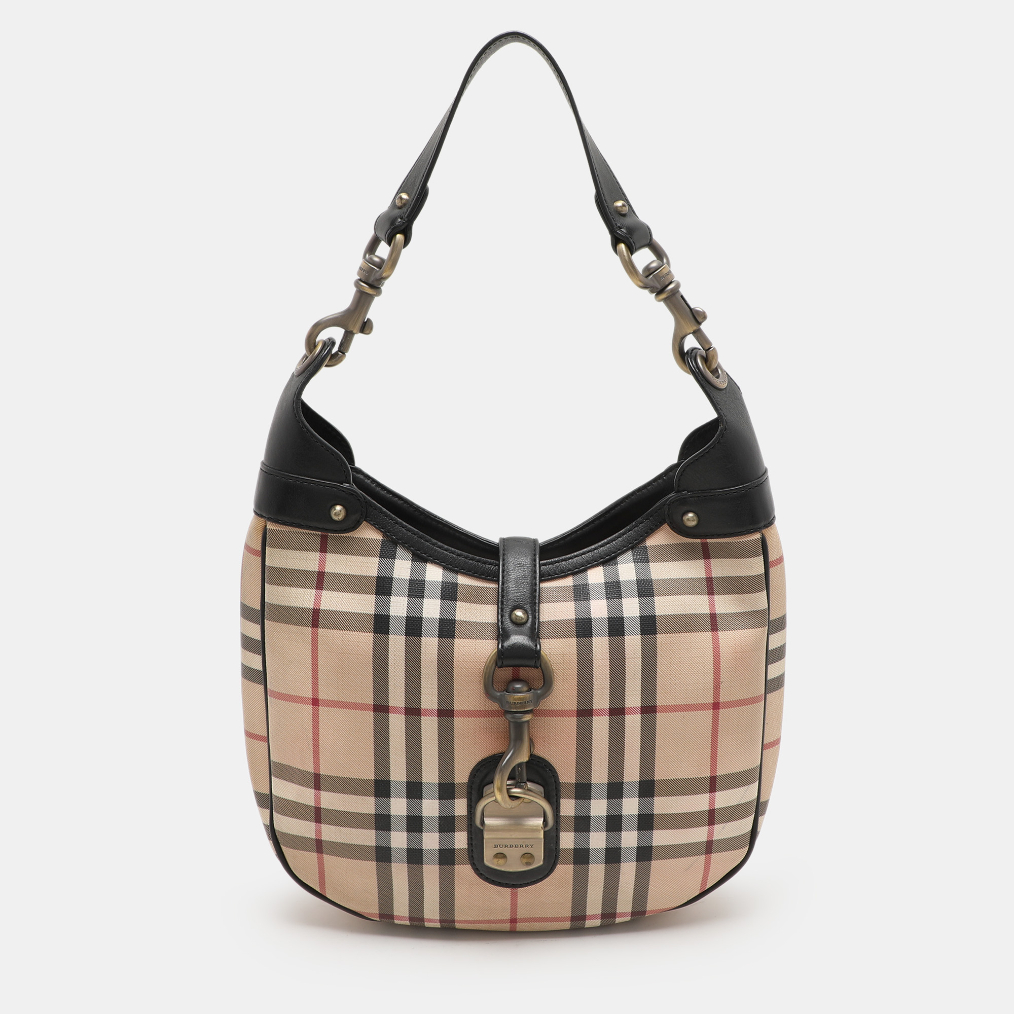 

Burberry Beige/Black Leather and House Check PVC Hobo