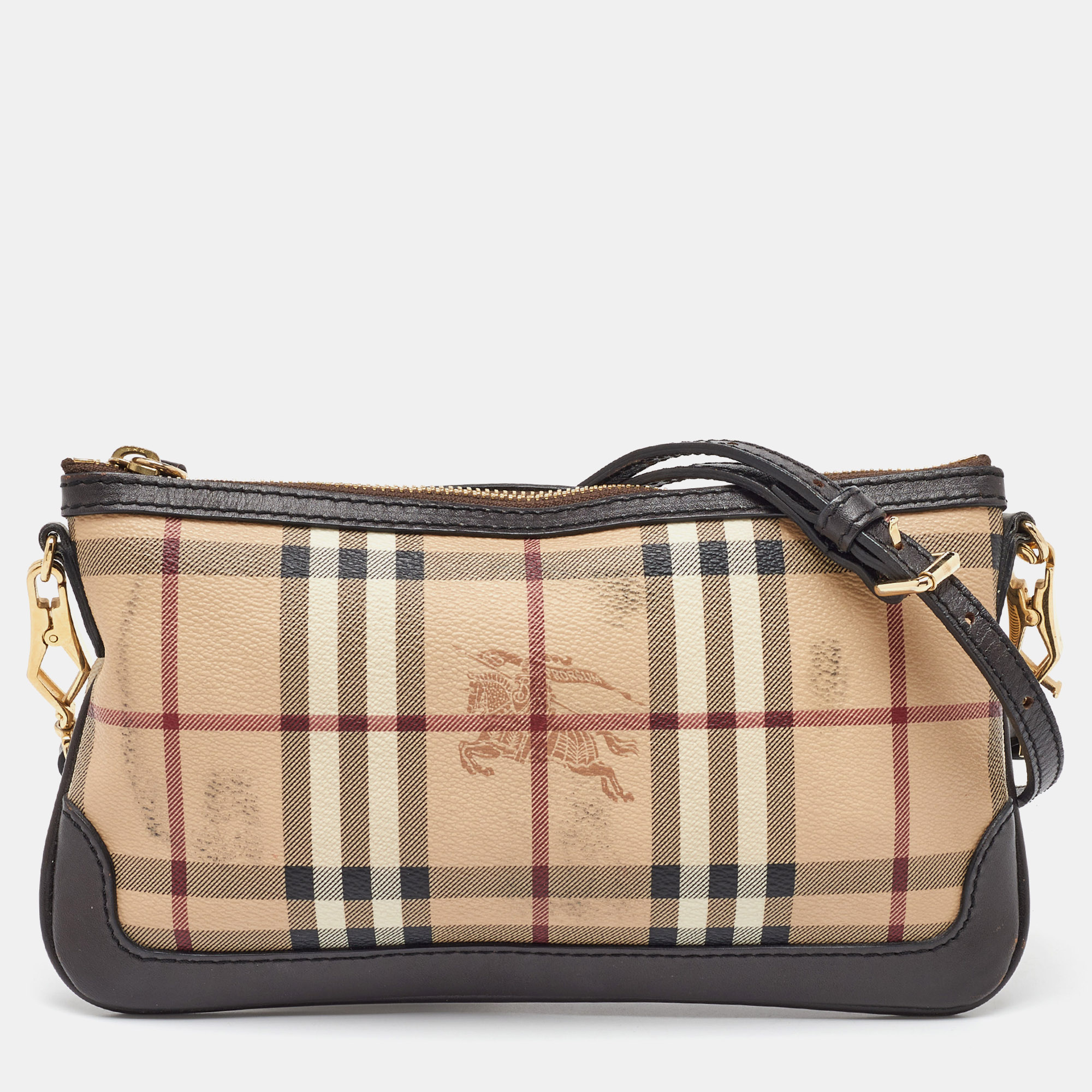 

Burberry Beige/Brown Haymarket Check Coated Canvas and Leather Crossbody Bag