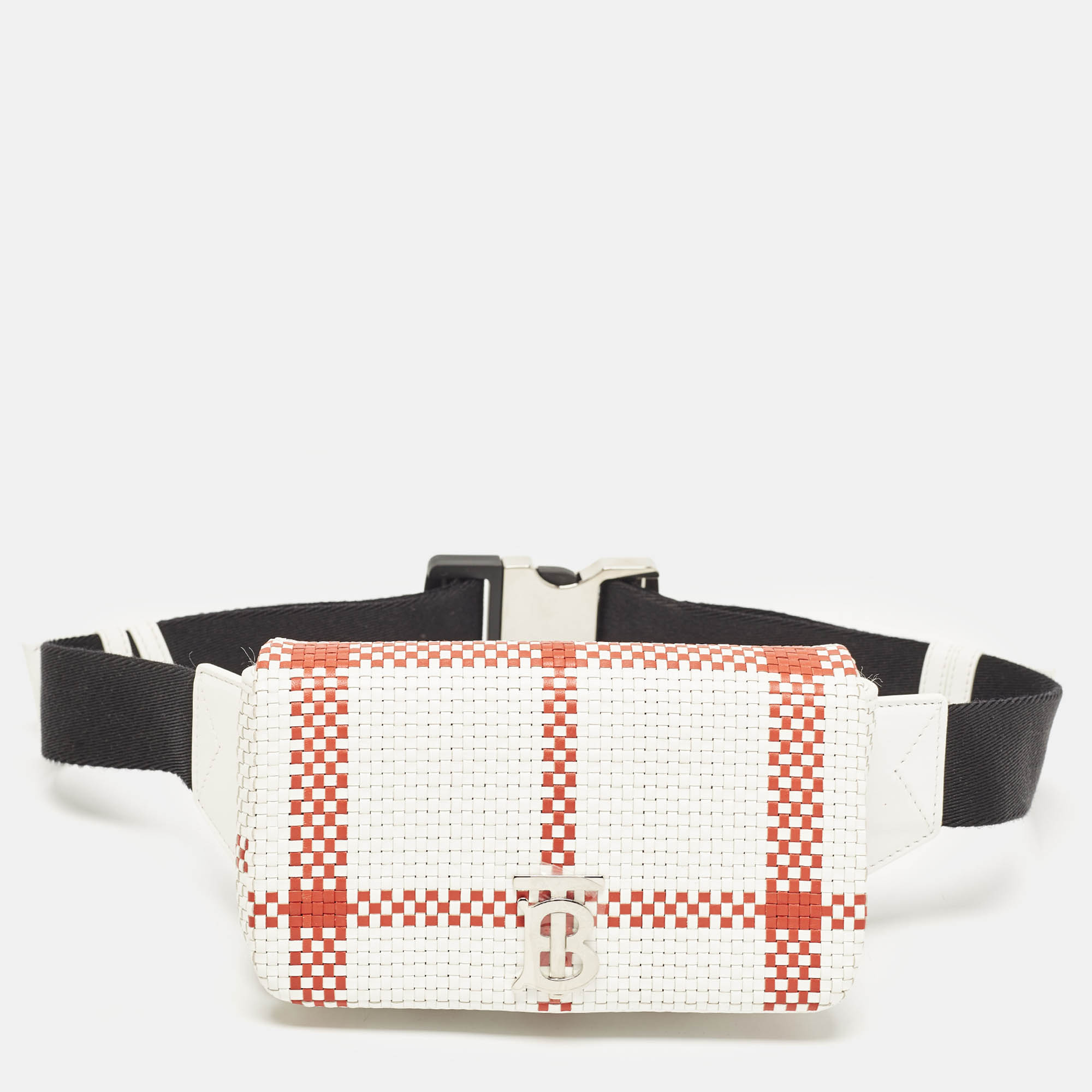 

Burberry White/Red Woven Leather Lola Bum Bag