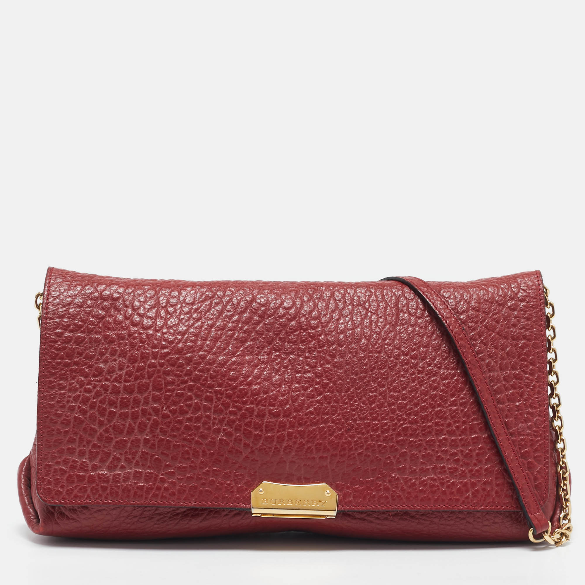 

Burberry Red Pebbled Leather Mildenhall Shoulder Bag