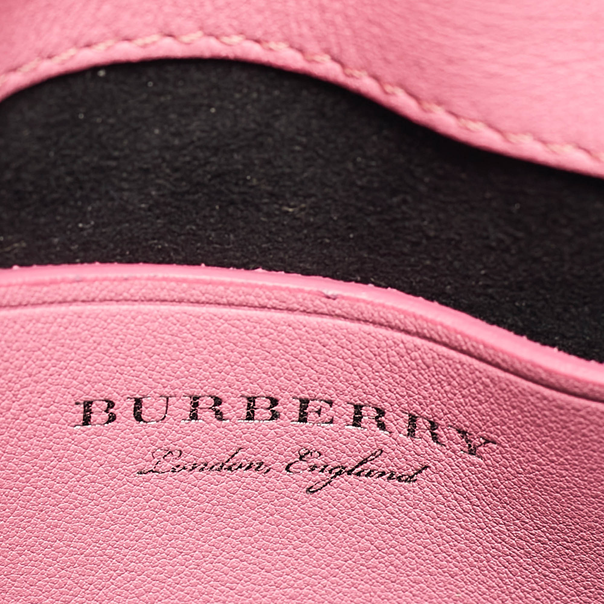 Burberry Dark Pink Leather Mini DK88 Top Handle Bag 