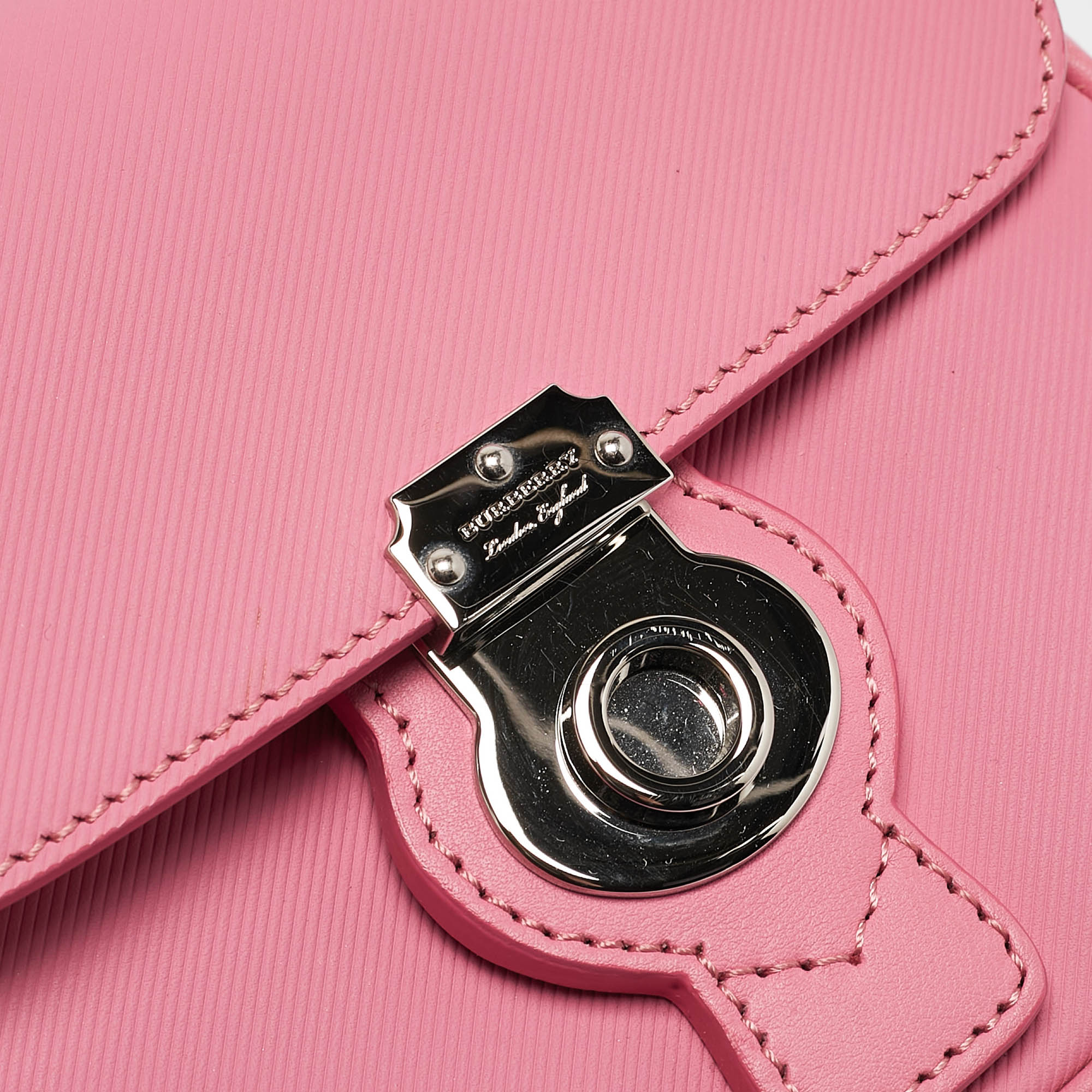 Burberry Dark Pink Leather Mini DK88 Top Handle Bag 