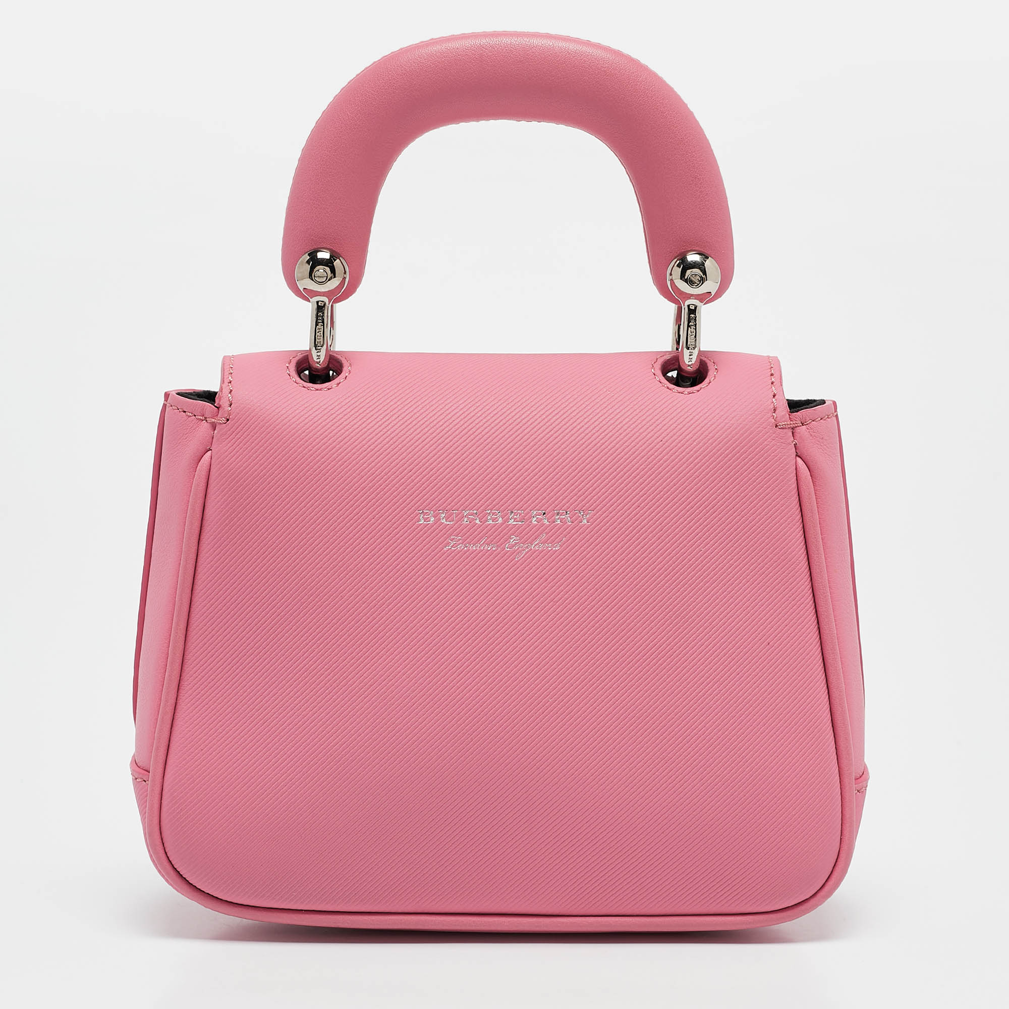 Burberry Dark Pink Leather Mini DK88 Top Handle Bag 