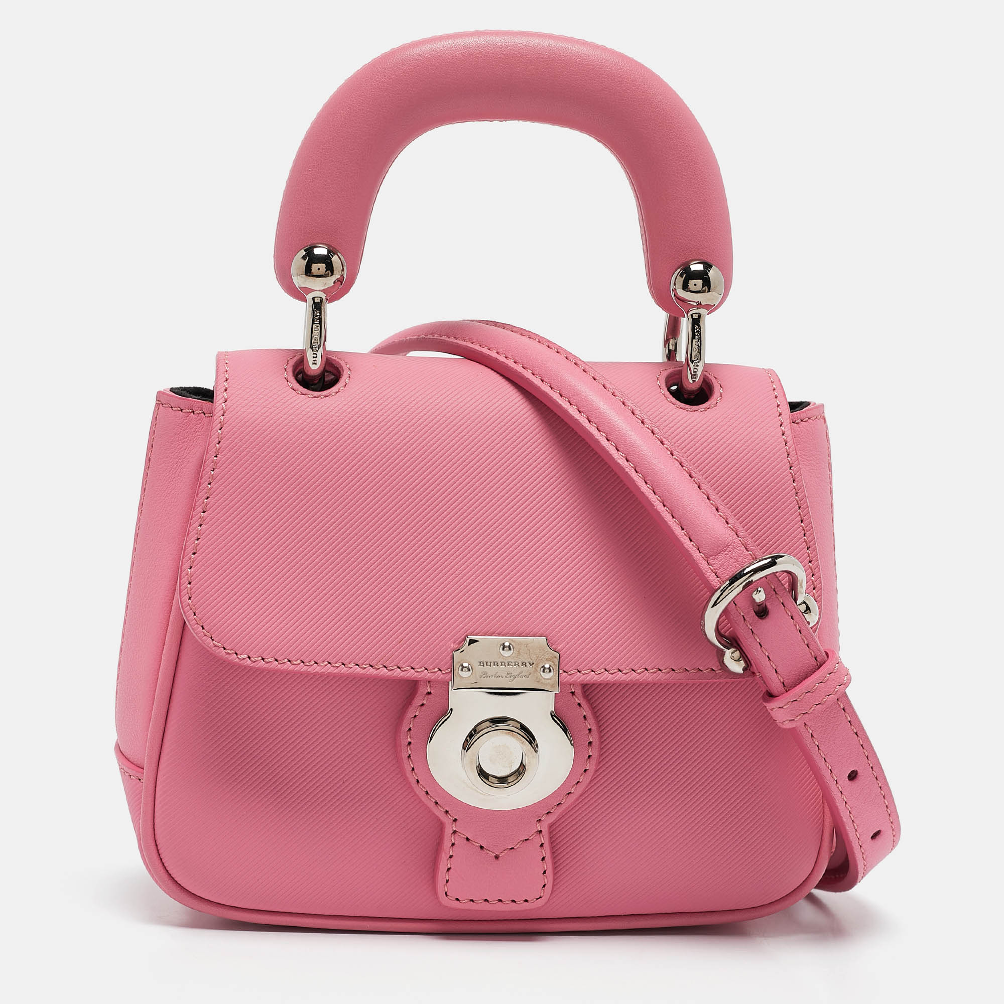 

Burberry Dark Pink Leather Mini DK88 Top Handle Bag