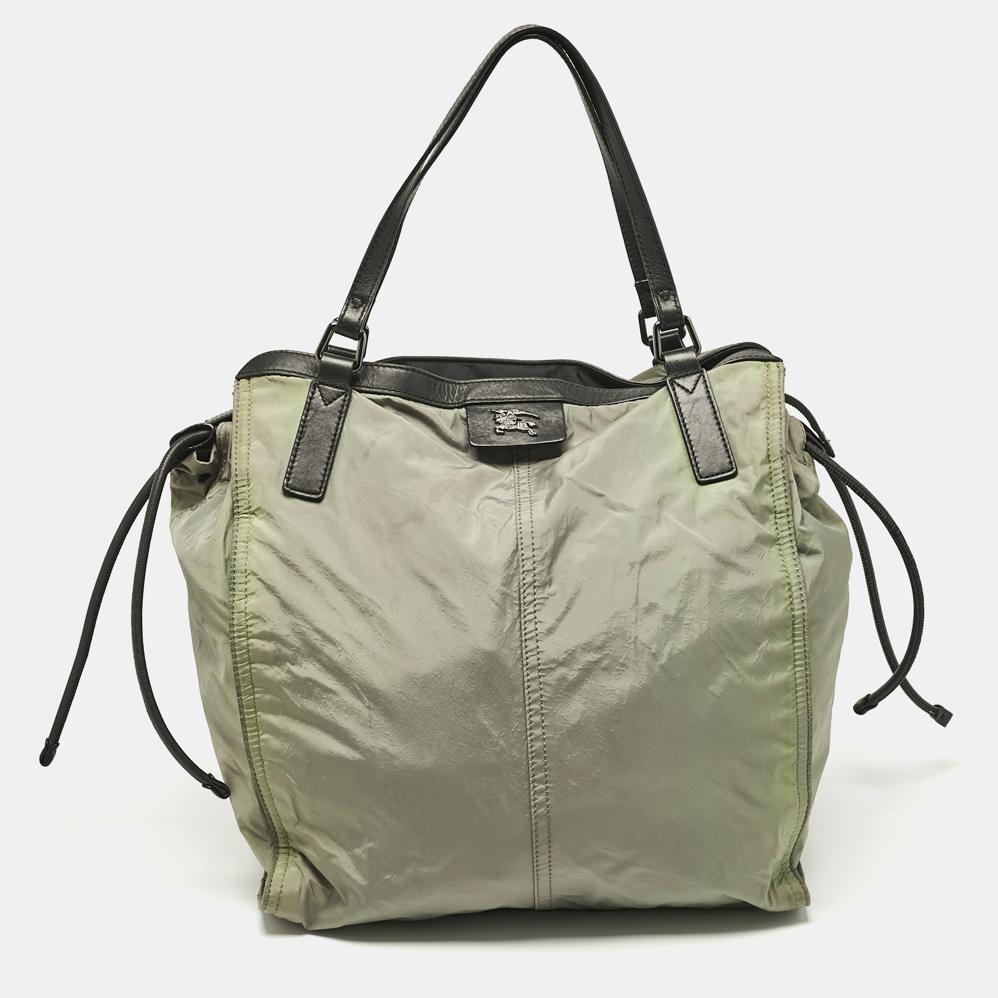 

Burberry Green Nylon and Leather Buckleigh Tote