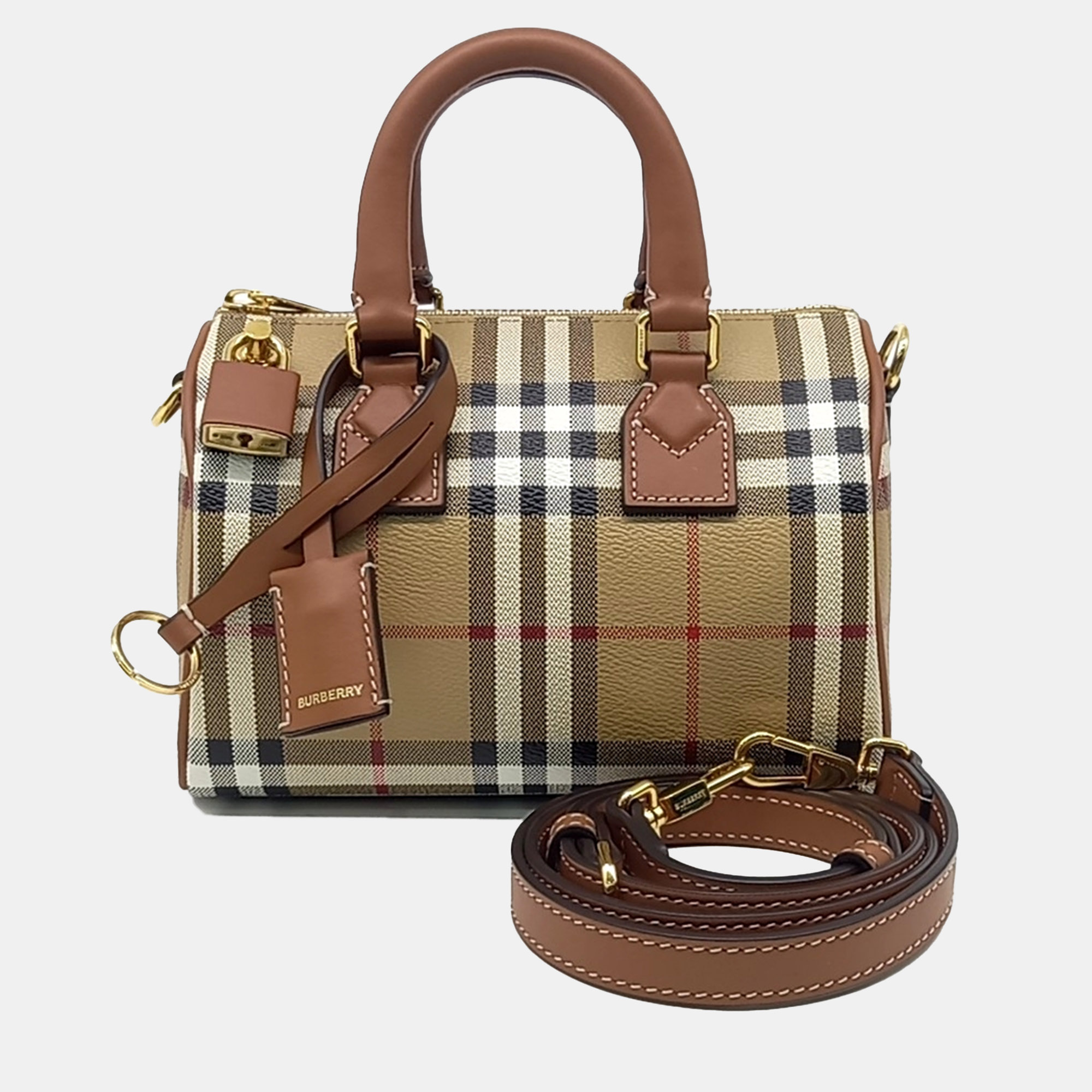 

Burberry Check Bowling Mini Bag, Beige