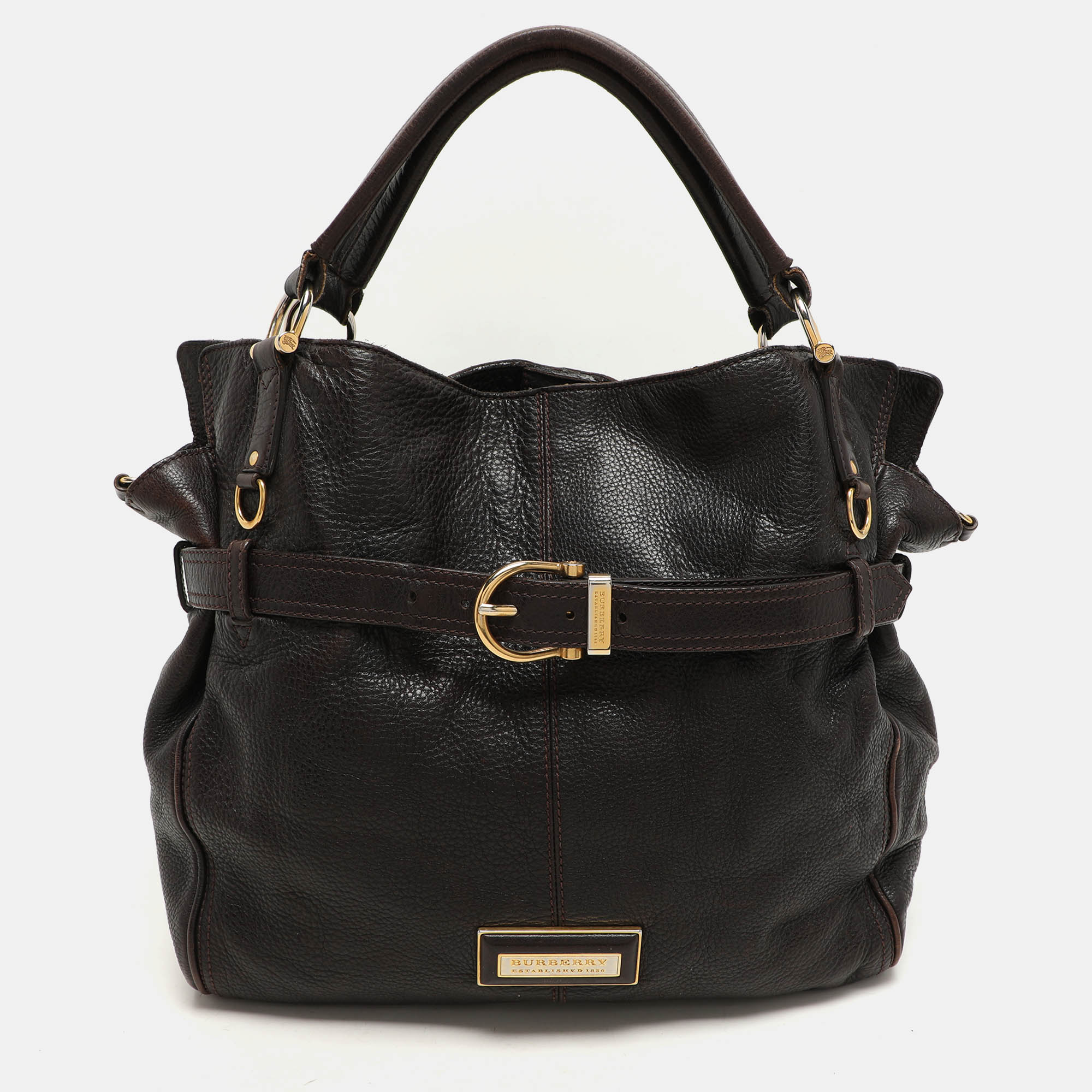 

Burberry Brown Leather Belted Hobo