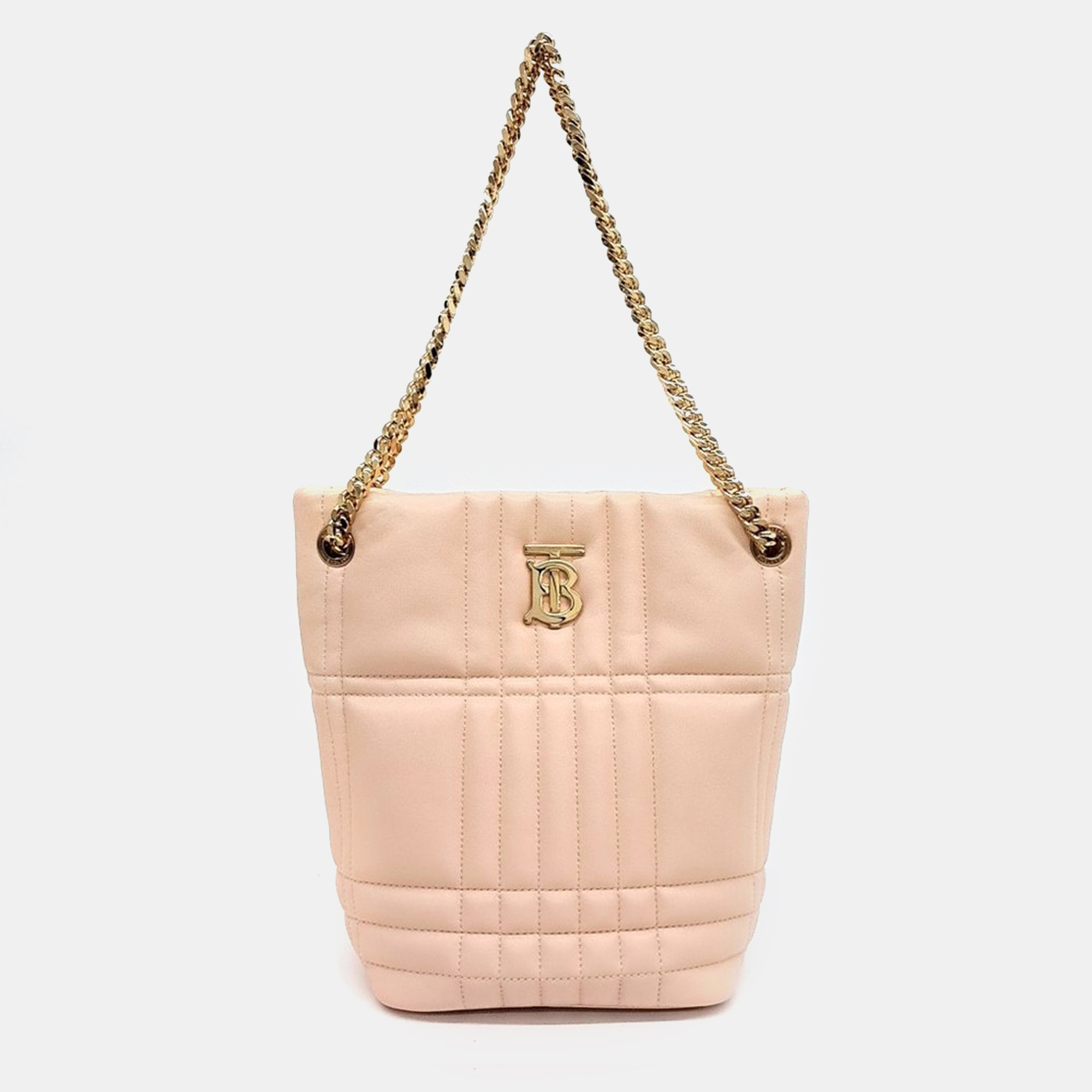 

Burberry Pink Leather Lola Bucket Shoulder Bag Small
