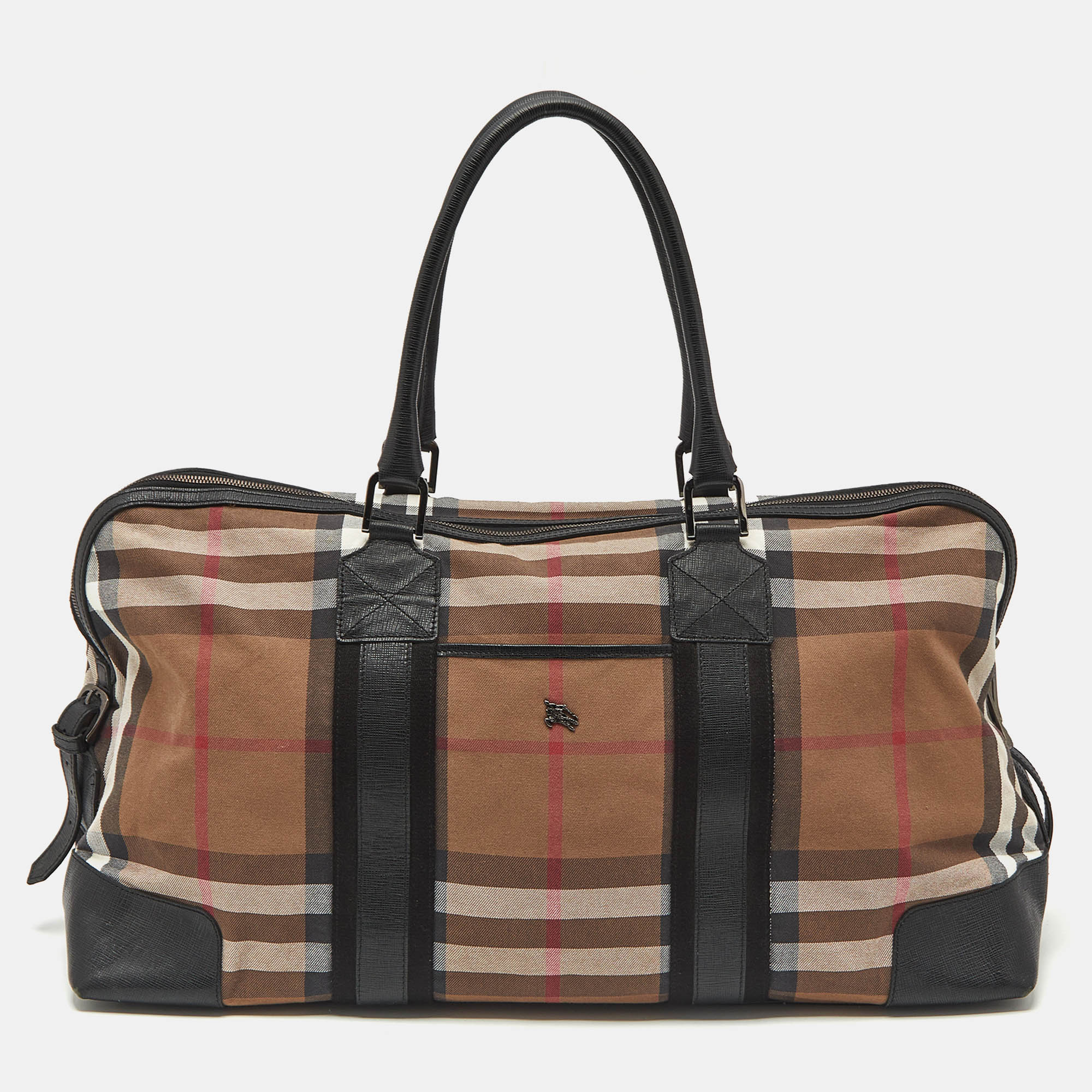 

Burberry Brown/Black House Check Canvas and Leather Duffel Bag