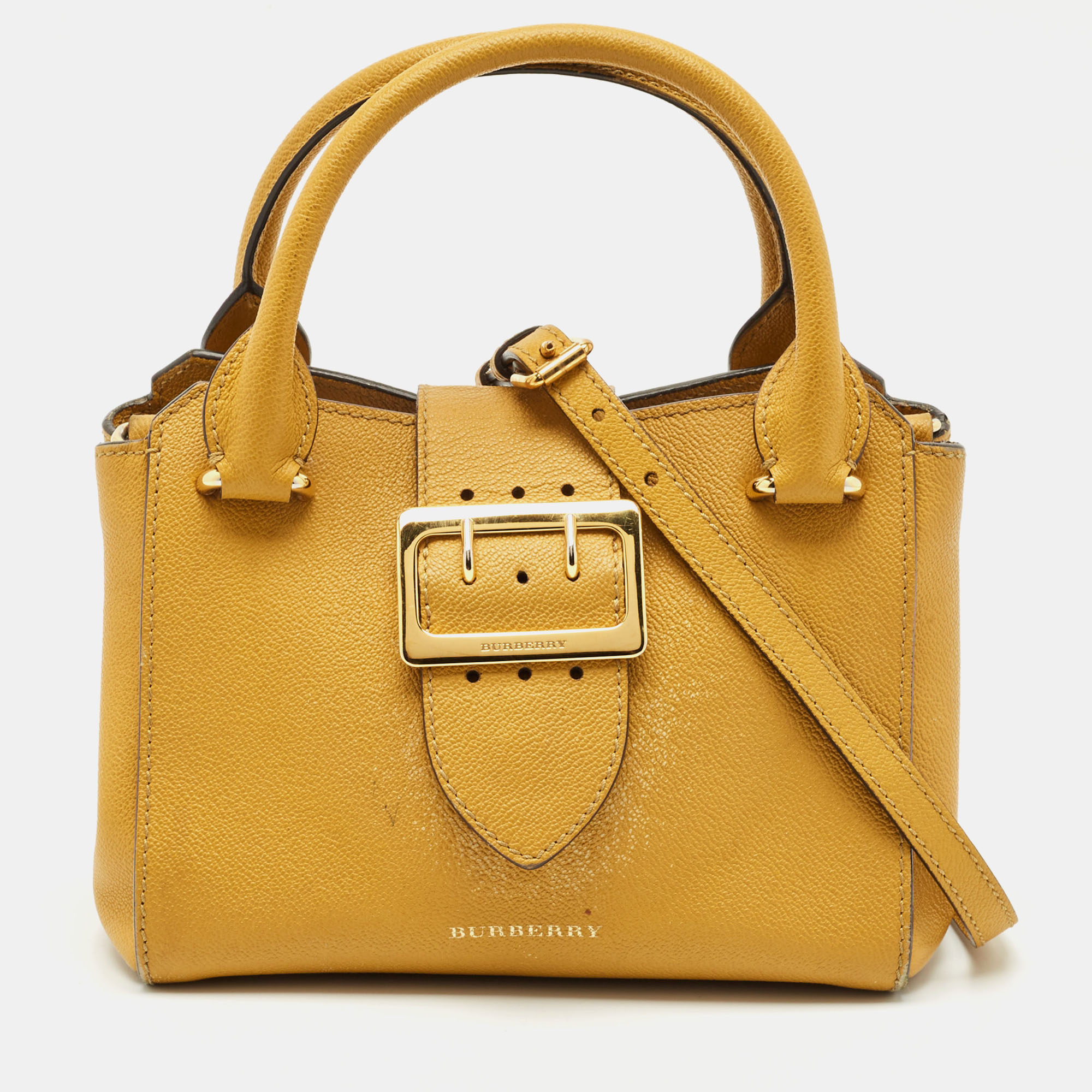 

Burberry Yellow Leather  Buckle Tote