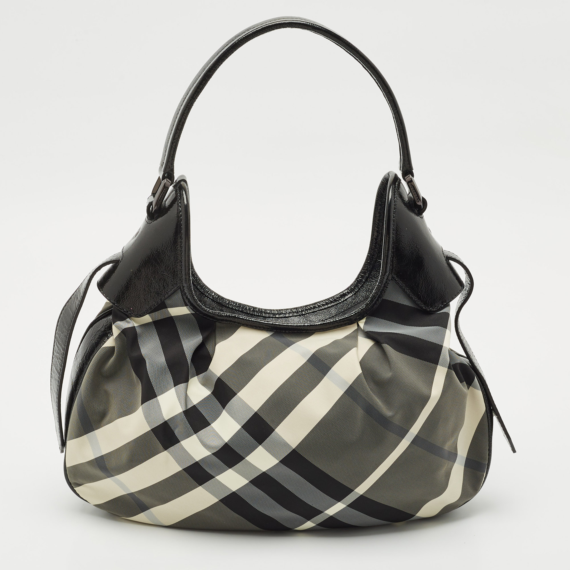 

Burberry Black Smoked Check Nylon Brooklyn Hobo