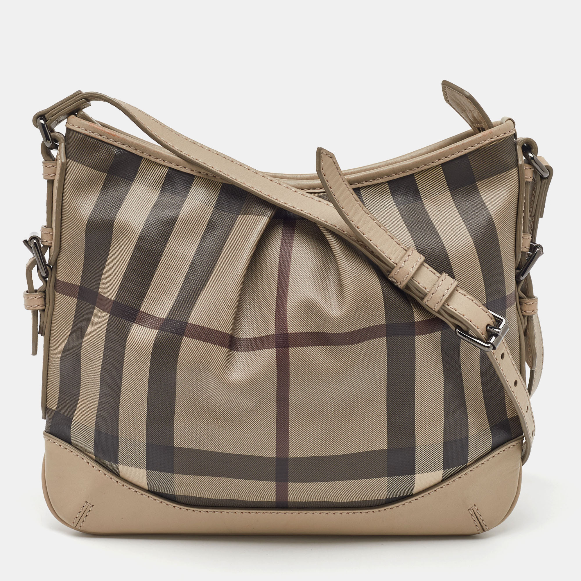 

Burberry Beige/Grey Smoked Check Coated Canvas and Leather Hartham Shoulder Bag