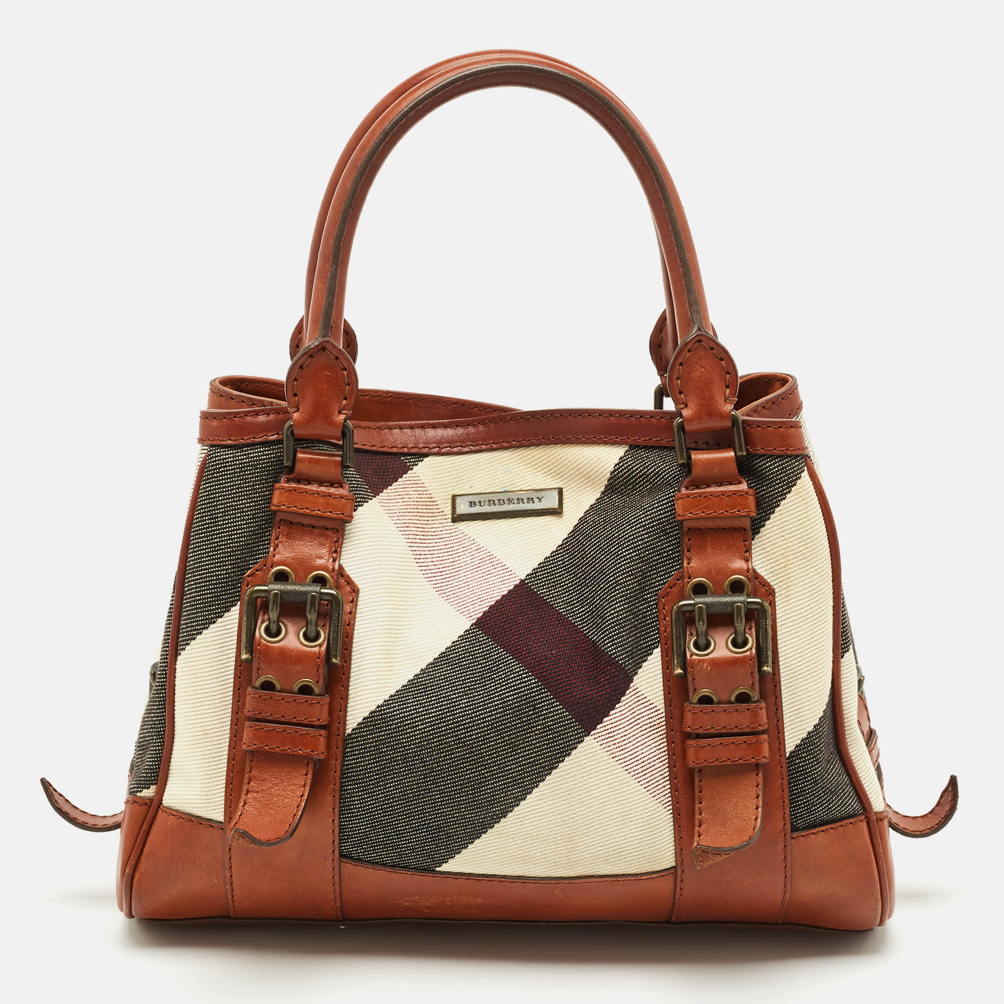

Burberry Brown Mega Check Fabric and Leather Tote