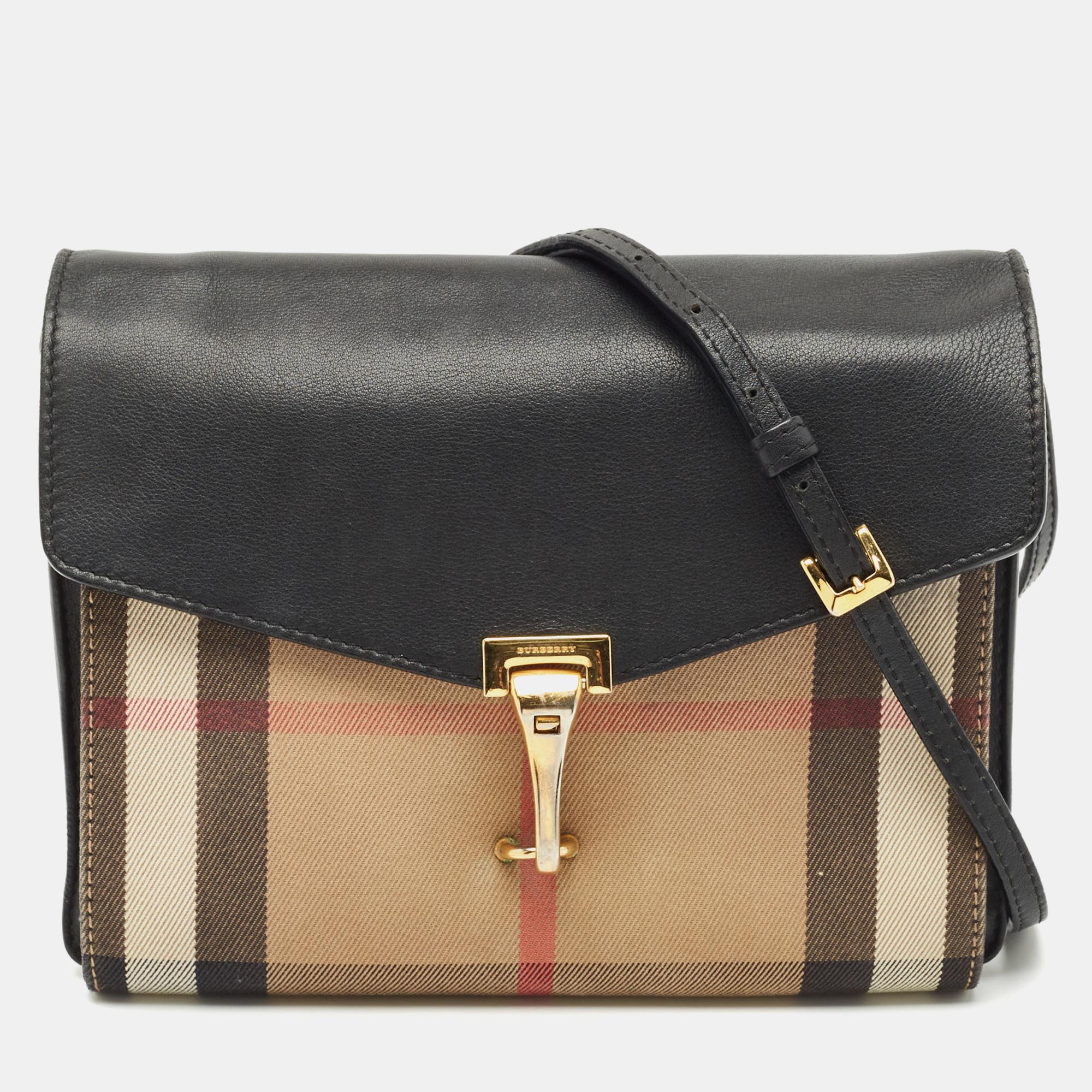 

Burberry Beige/Black House Check Canvas and Leather Macken Crossbody Bag