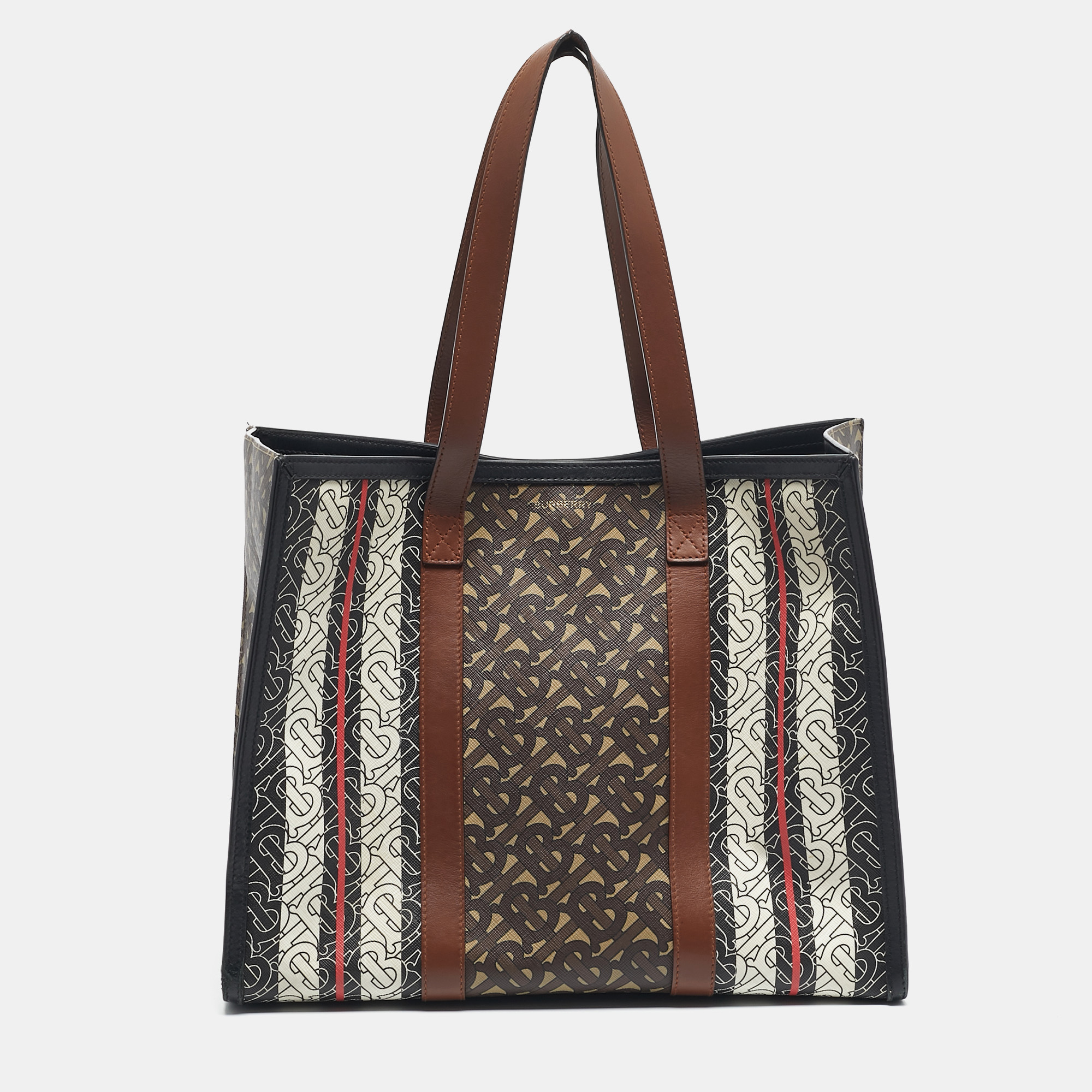 

Burberry Bridle Brown TB Coated Canvas  East West Book Tote