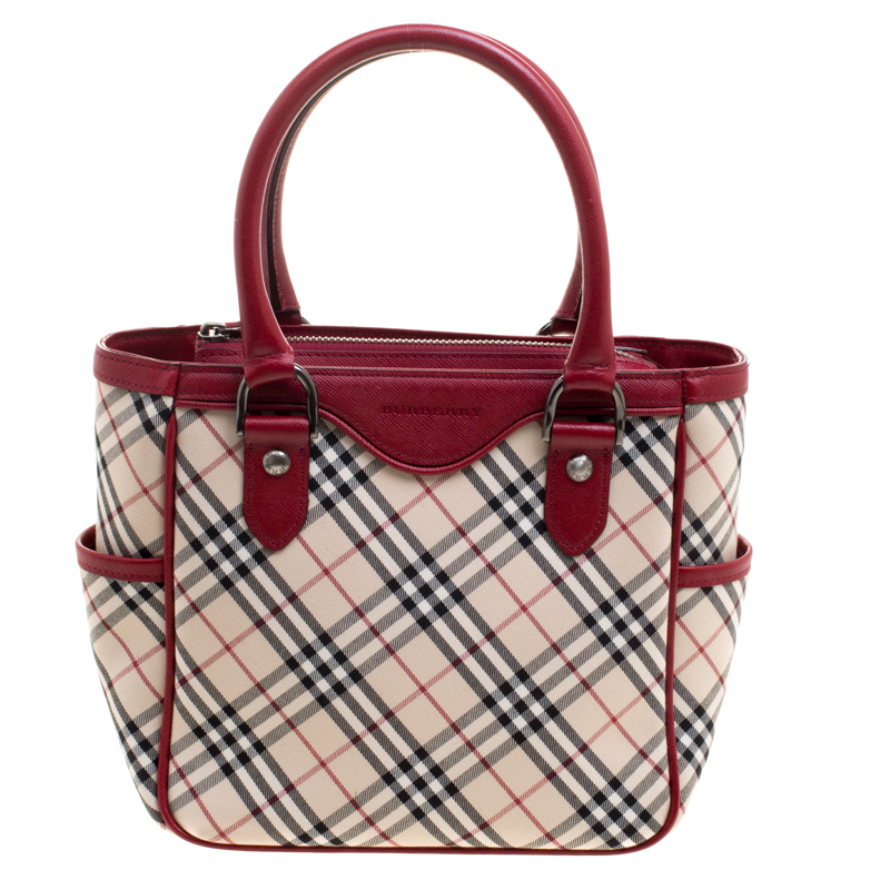 red burberry tote