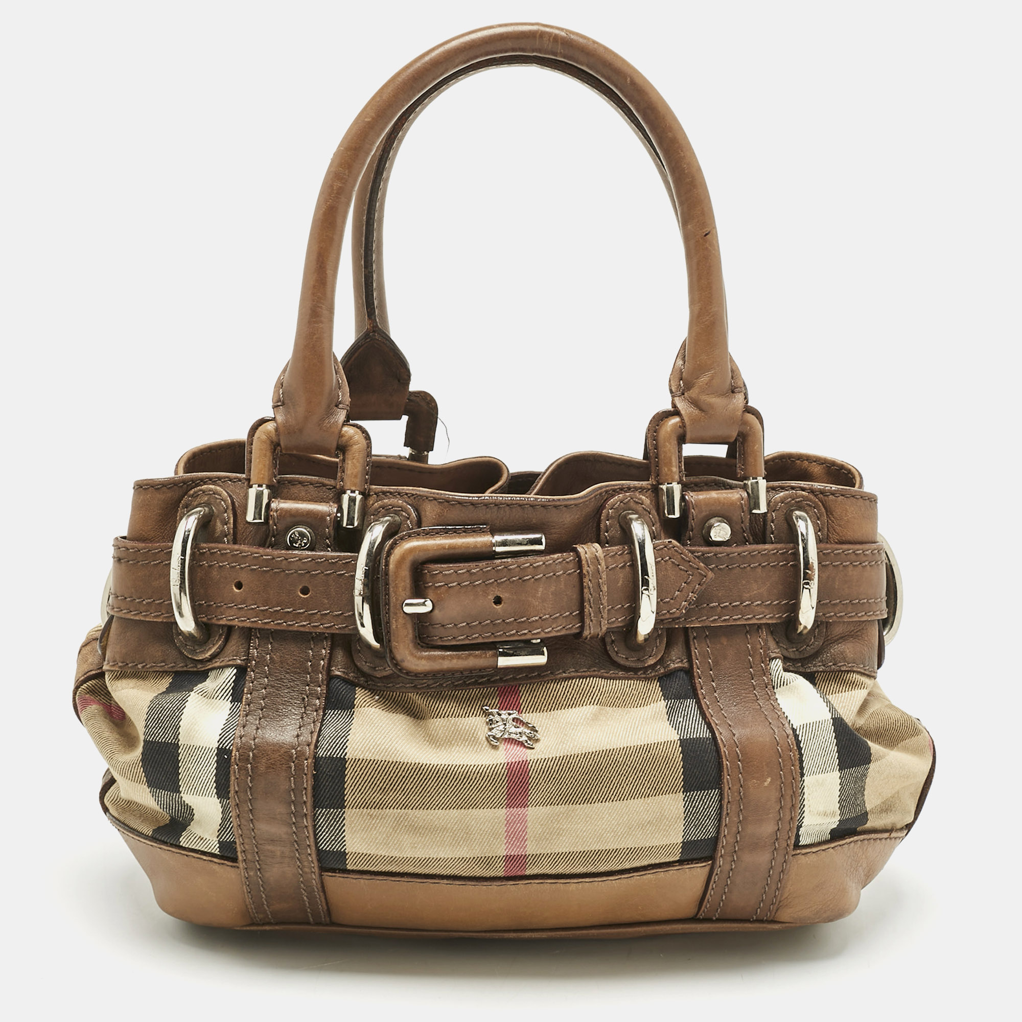 

Burberry Brown House Check Fabric and Leather  Beaton Tote