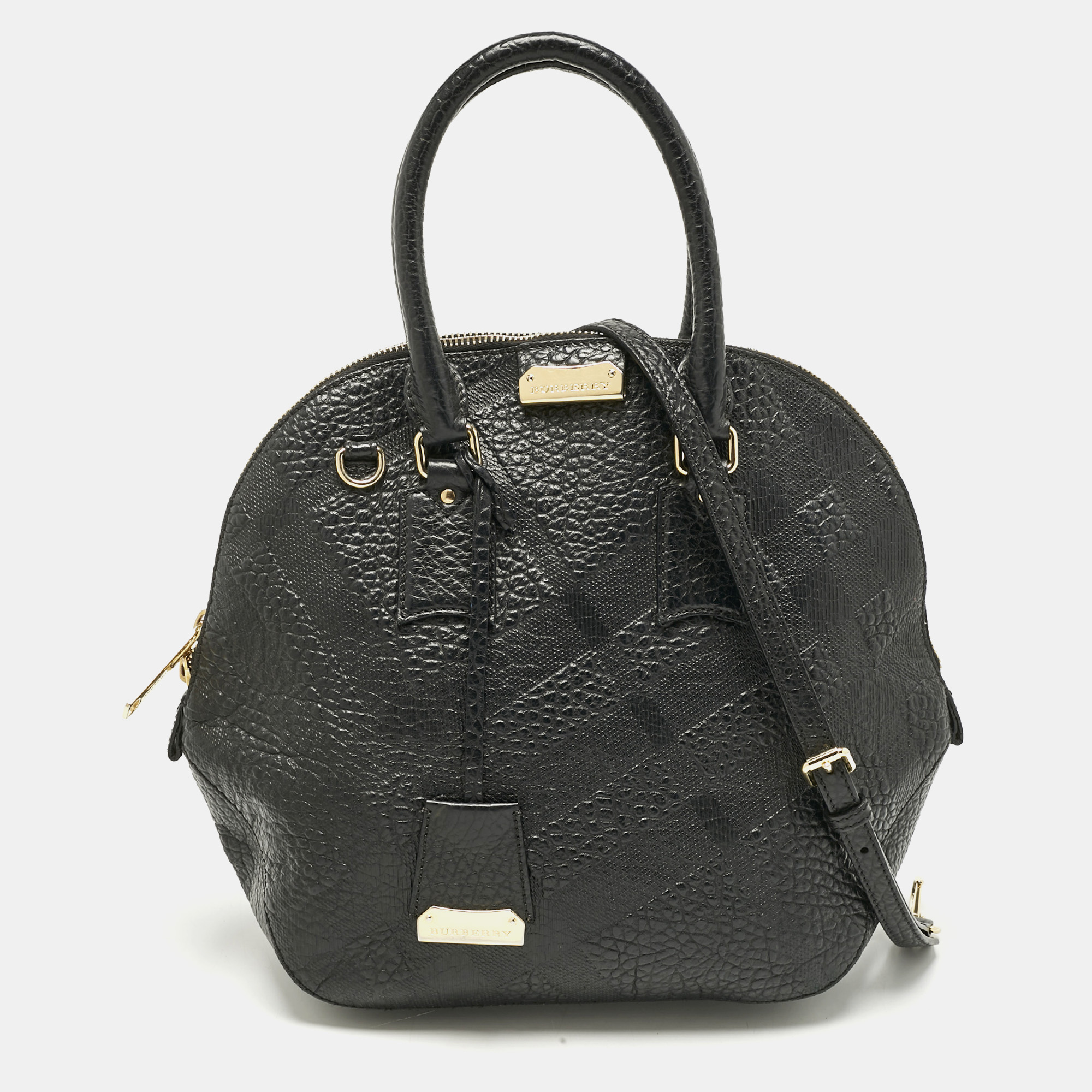 

Burberry Black Embossed Leather Orchard Bowler Bag