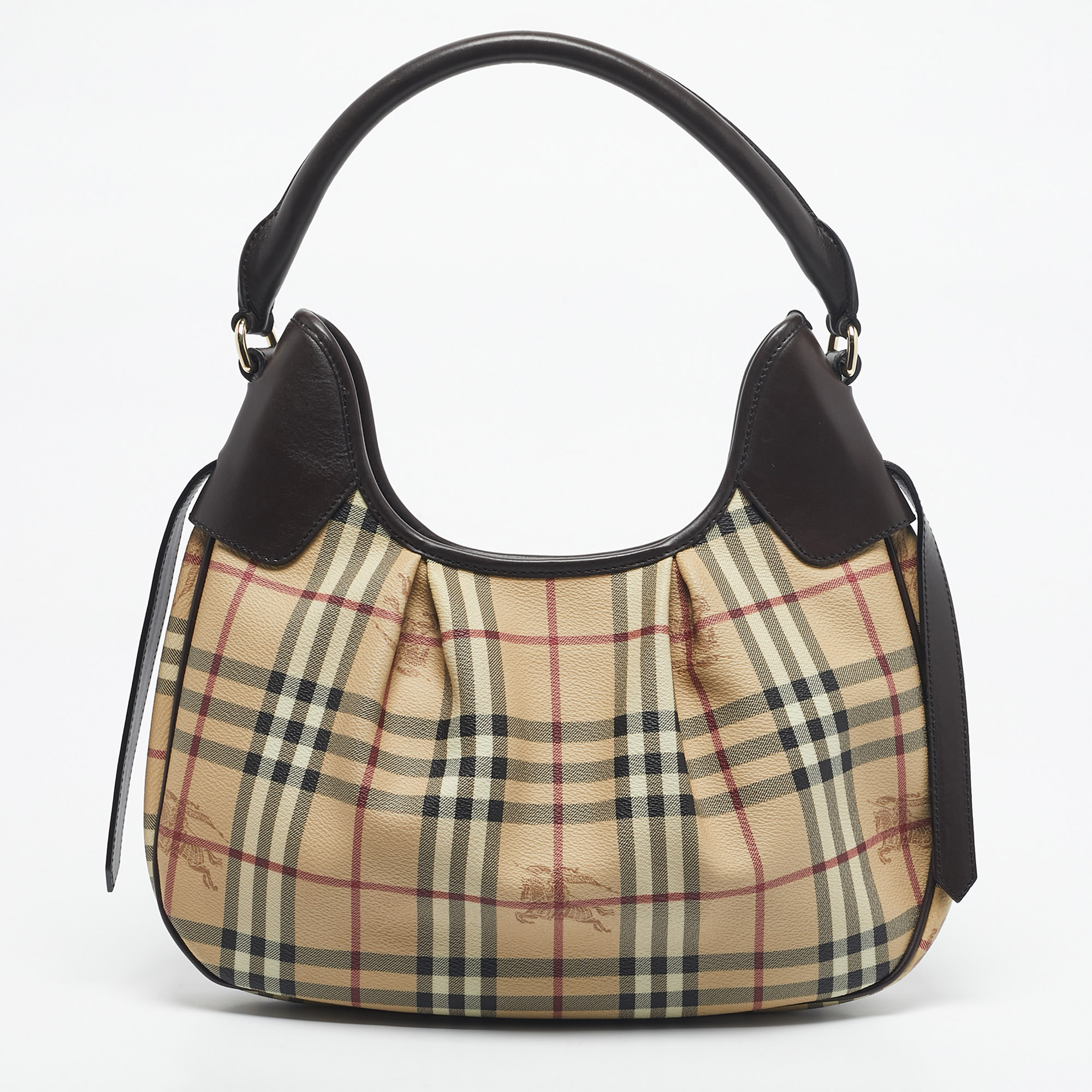 

Burberry Brown/Beige Haymarket Coated Canvas Small Brooklyn Hobo