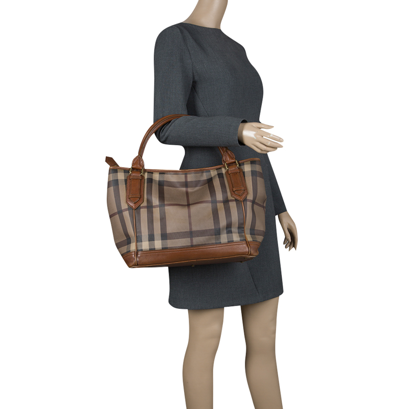 

Burberry Brown Smoke Check PVC and Leather Tote