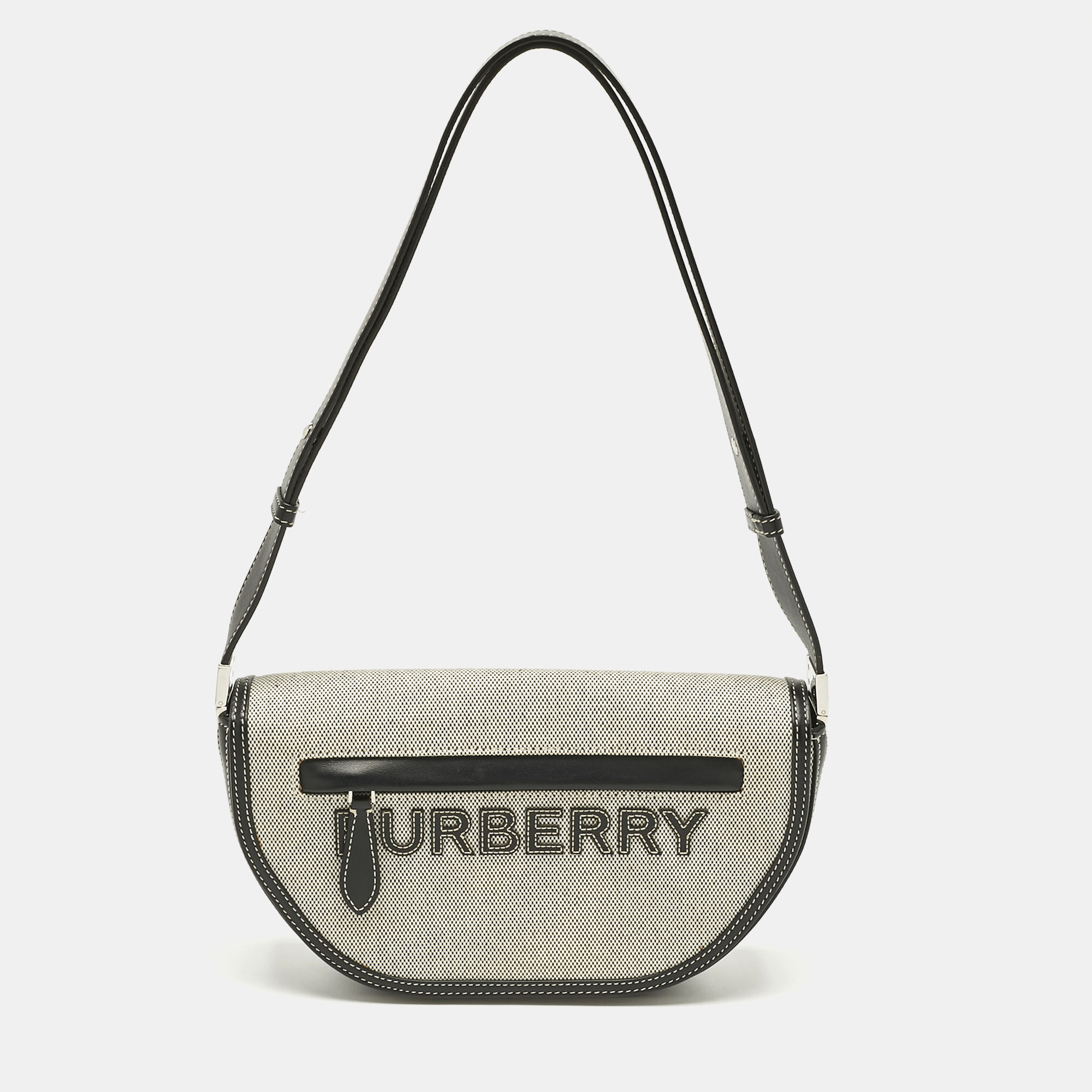 

Burberry Black/White Canvas and Leather Small Olympia Shoulder Bag