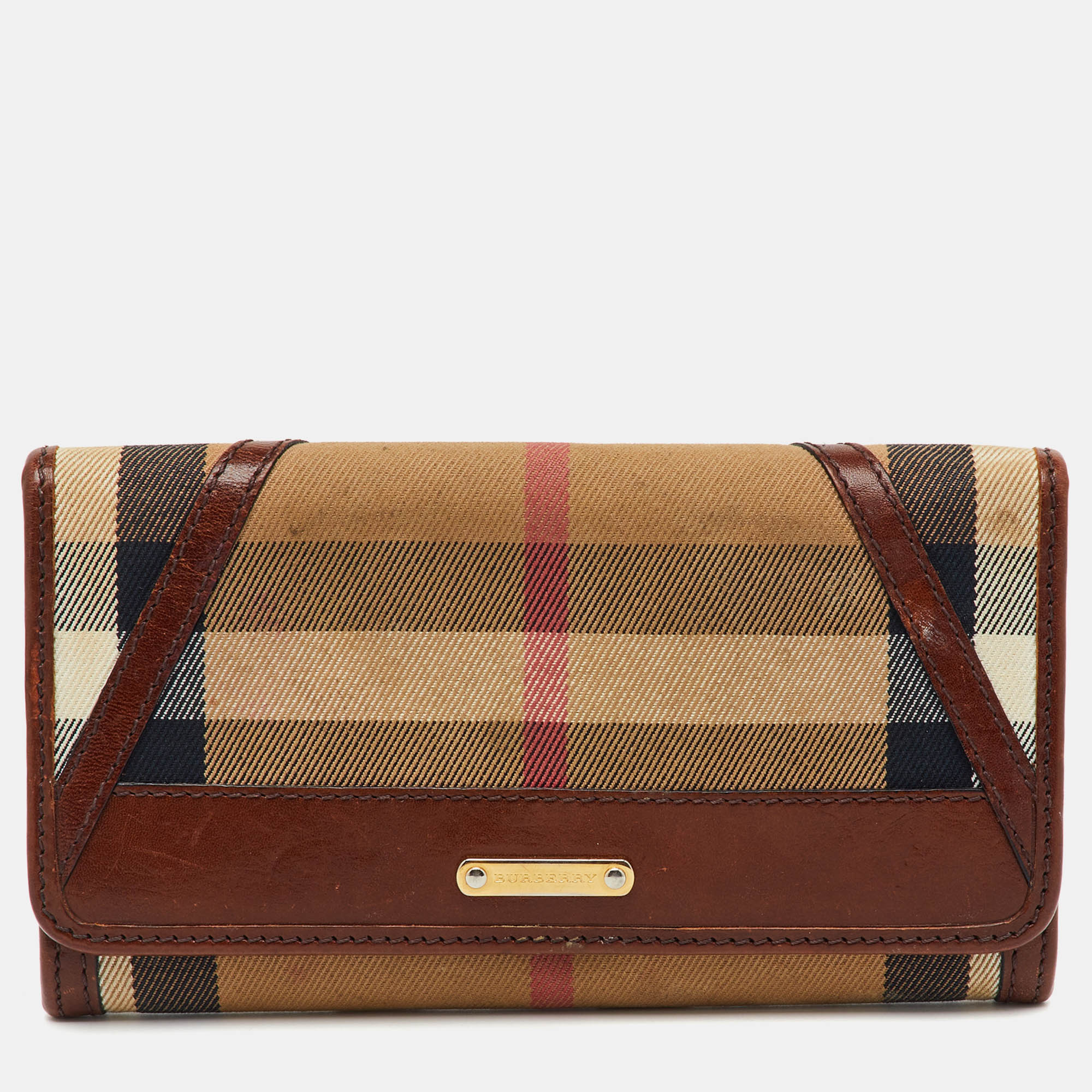 

Burberry Brown/Beige Fabric and Leather Leighton Continental Wallet
