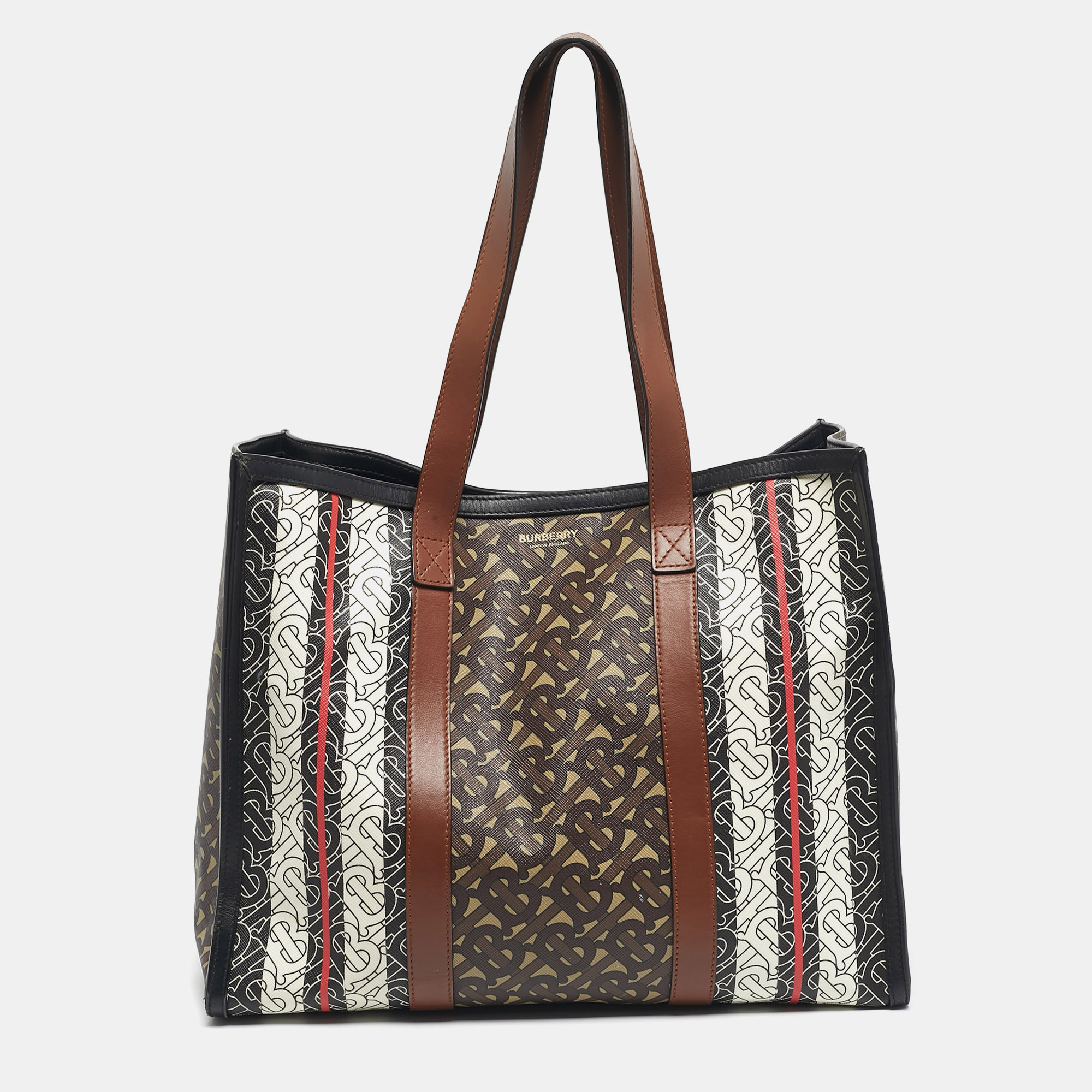 Pre-owned Burberry Multicolor Monogram Stripe E-canvas Portrait Tote