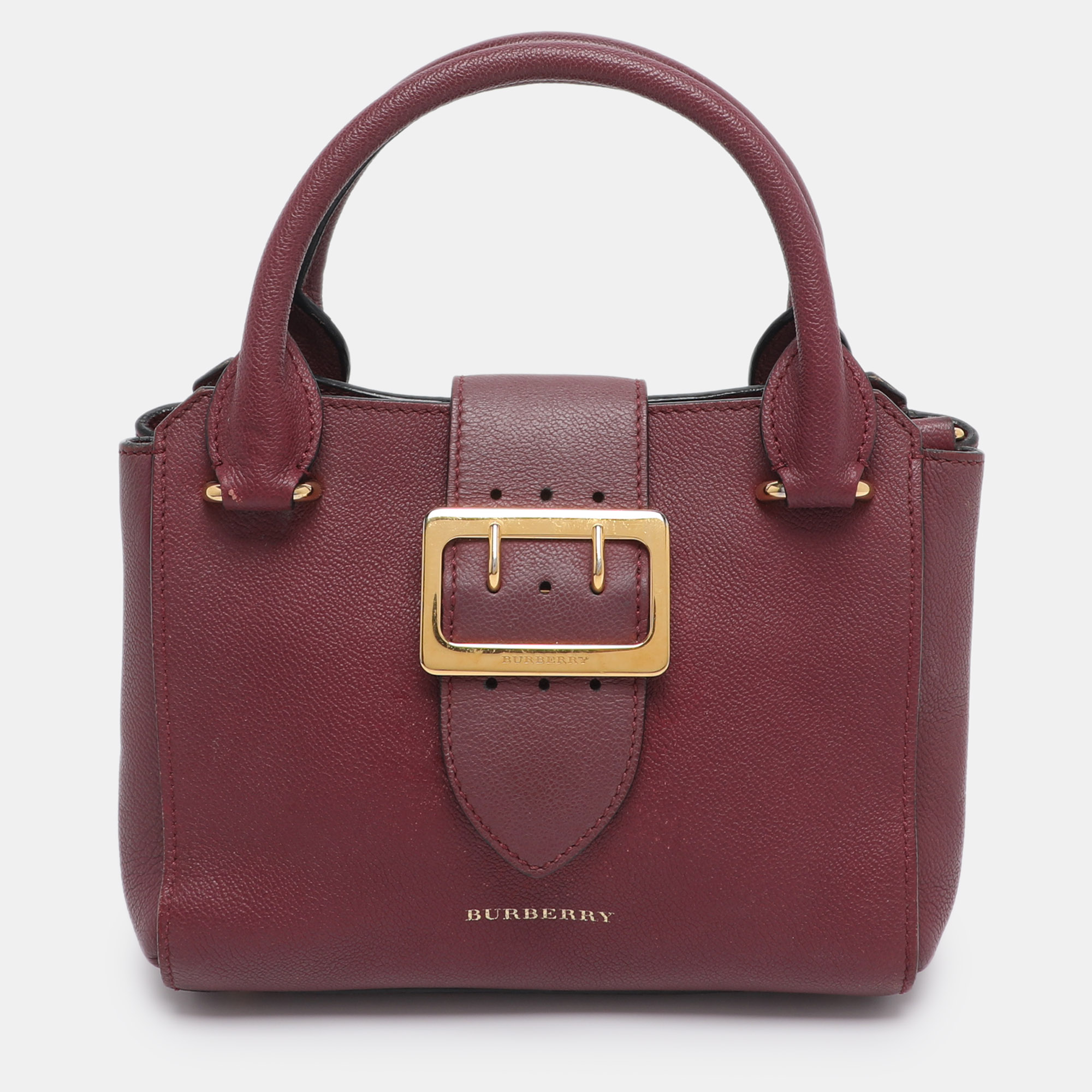 

Burberry Burgundy Grainy Leather Small Buckle Tote