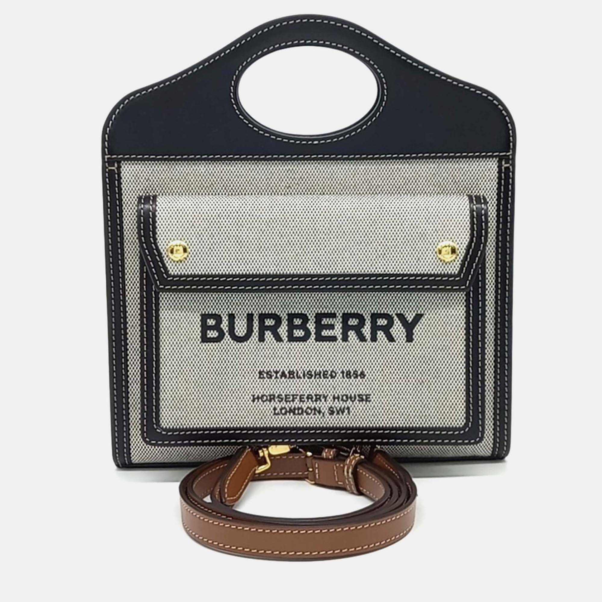 

Burberry Black Grey Canvas and Leather Burberry Black Grey Pocket Bag Mini