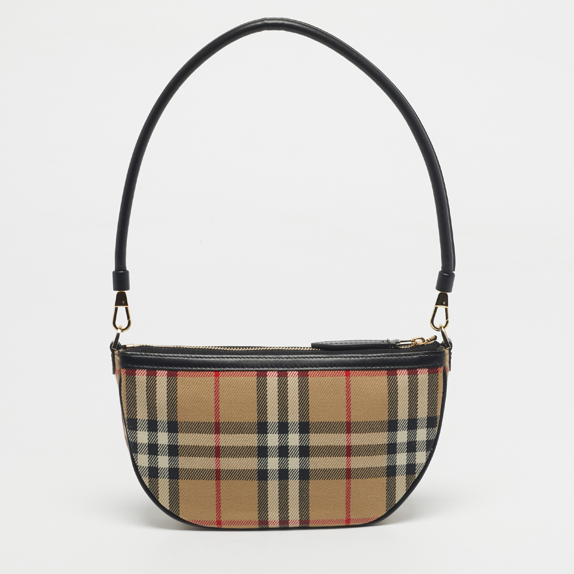 

Burberry Black/Beige House Check Canvas and Leather Olympia Pochette Bag