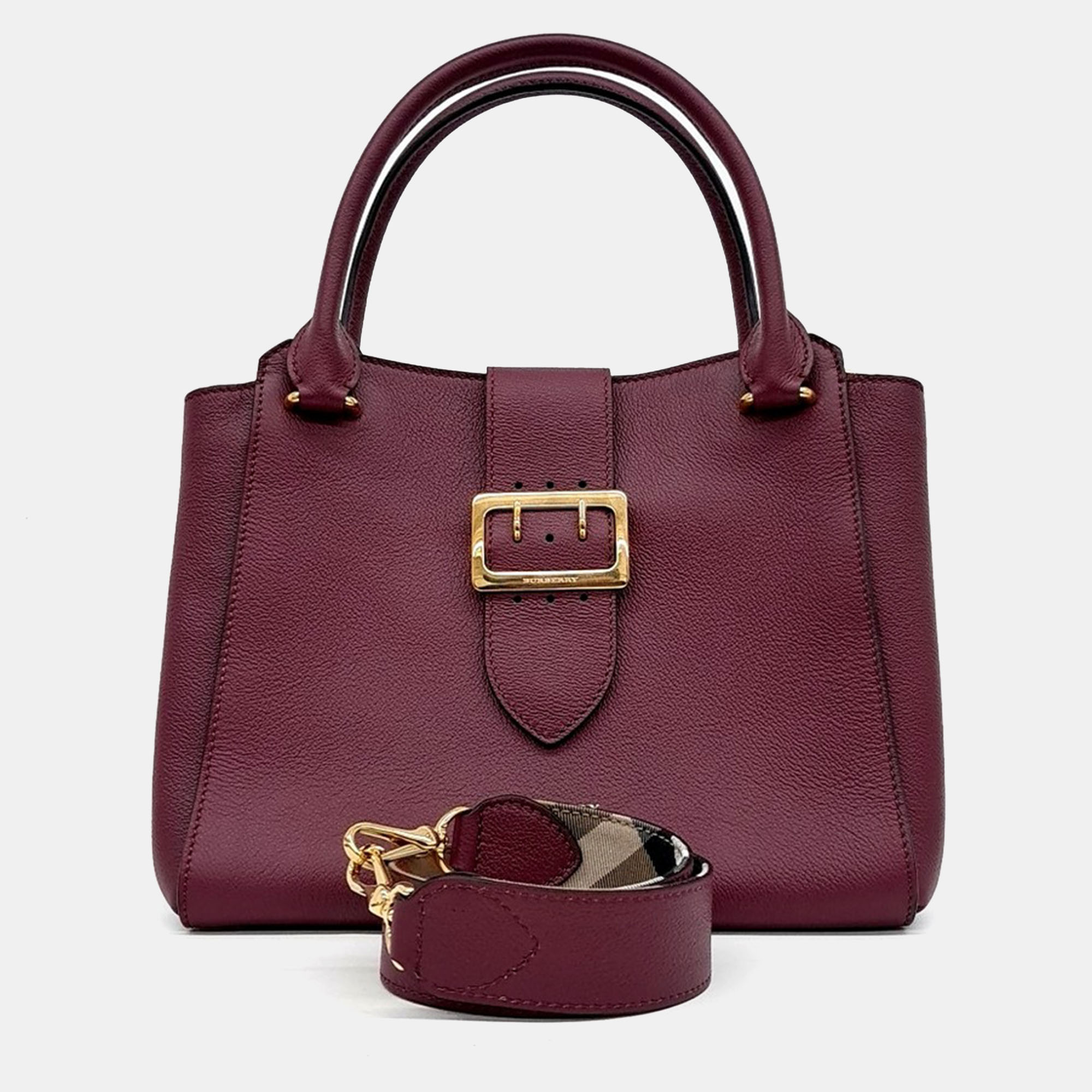 

Burberry Purple Leather Grainy Buckle Bag Medium