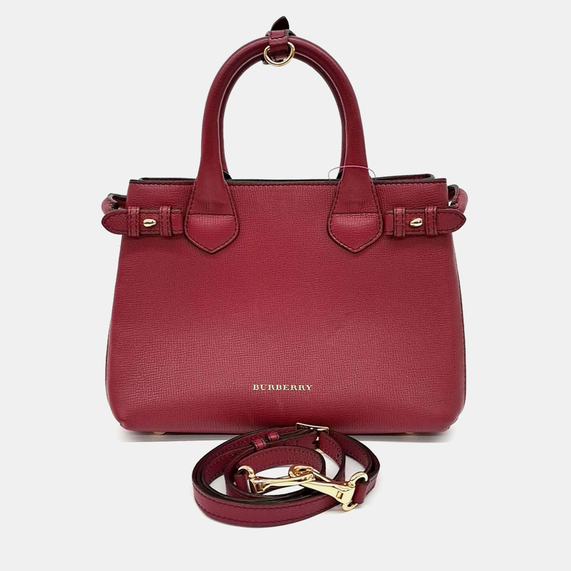 

Burberry Red Leather Banner Bag Small