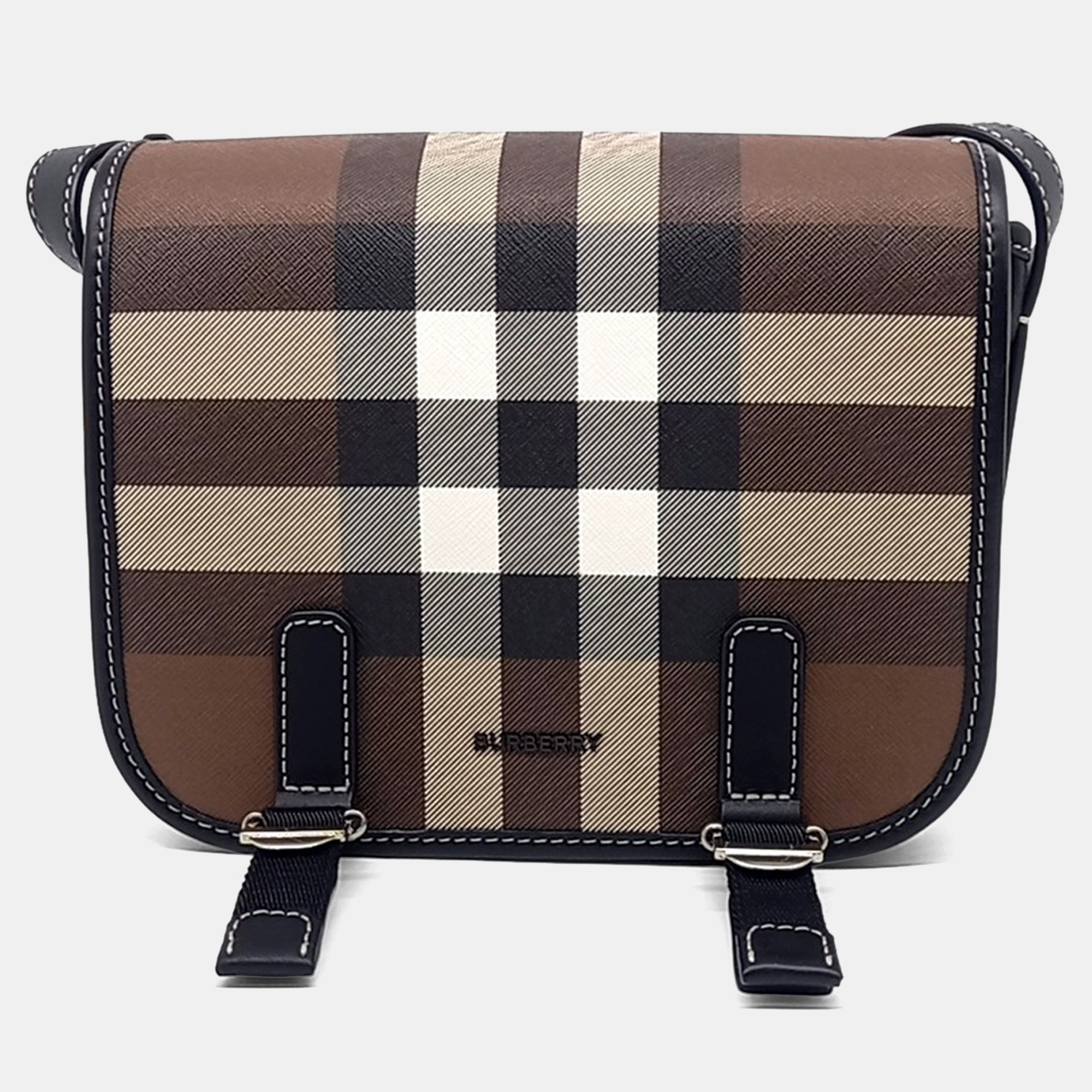 

Burberry Brown Canvas Rider Check Crossbody Bag