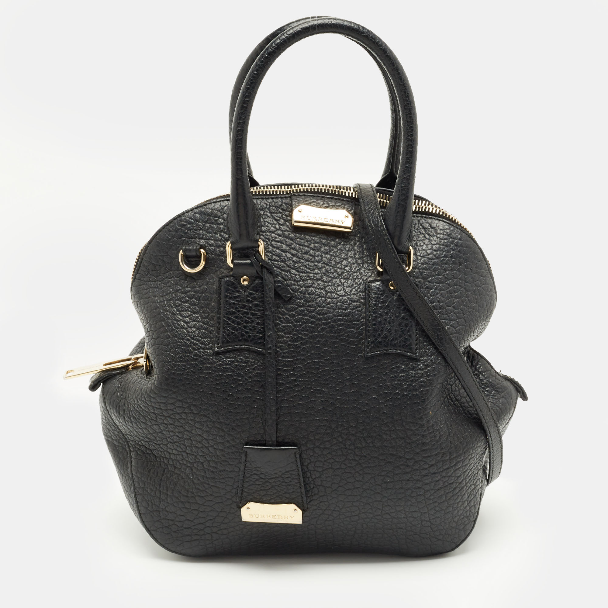 

Burberry Black Pebbled Leather Orchard Bowler Bag